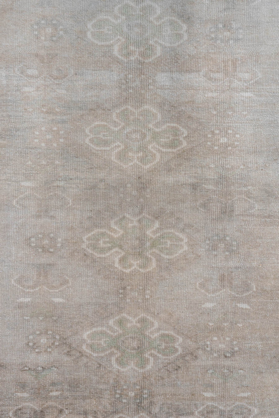 6' x 10' one-of-a-kind handmade vintage Oushak large size rug. Color palette: taupe, ivory, beige, blush, stone, greige