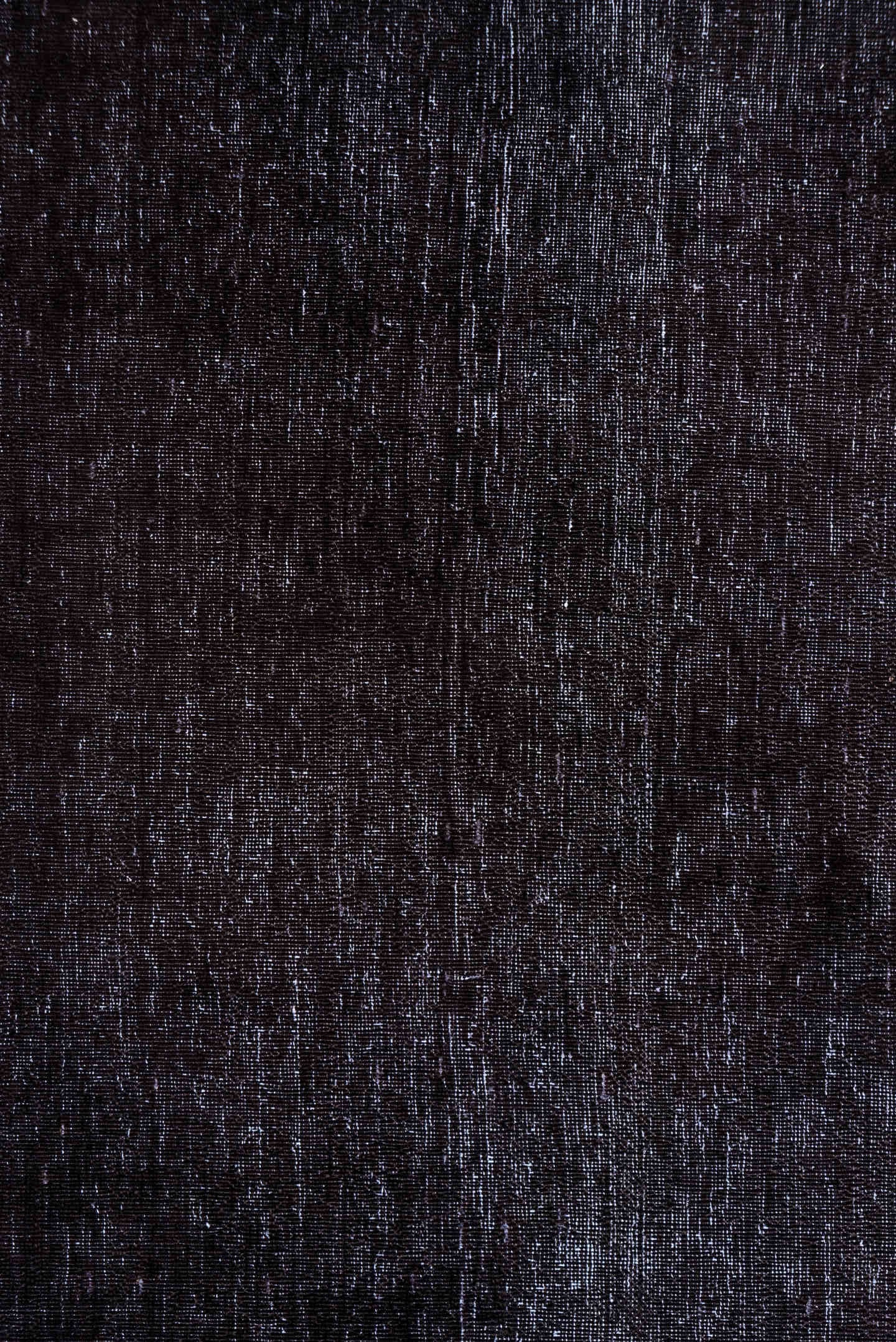 3' x 9' one-of-a-kind handmade vintage Overdyed runner rug. Color palette: charcoal, ebony, slate, gray, black
