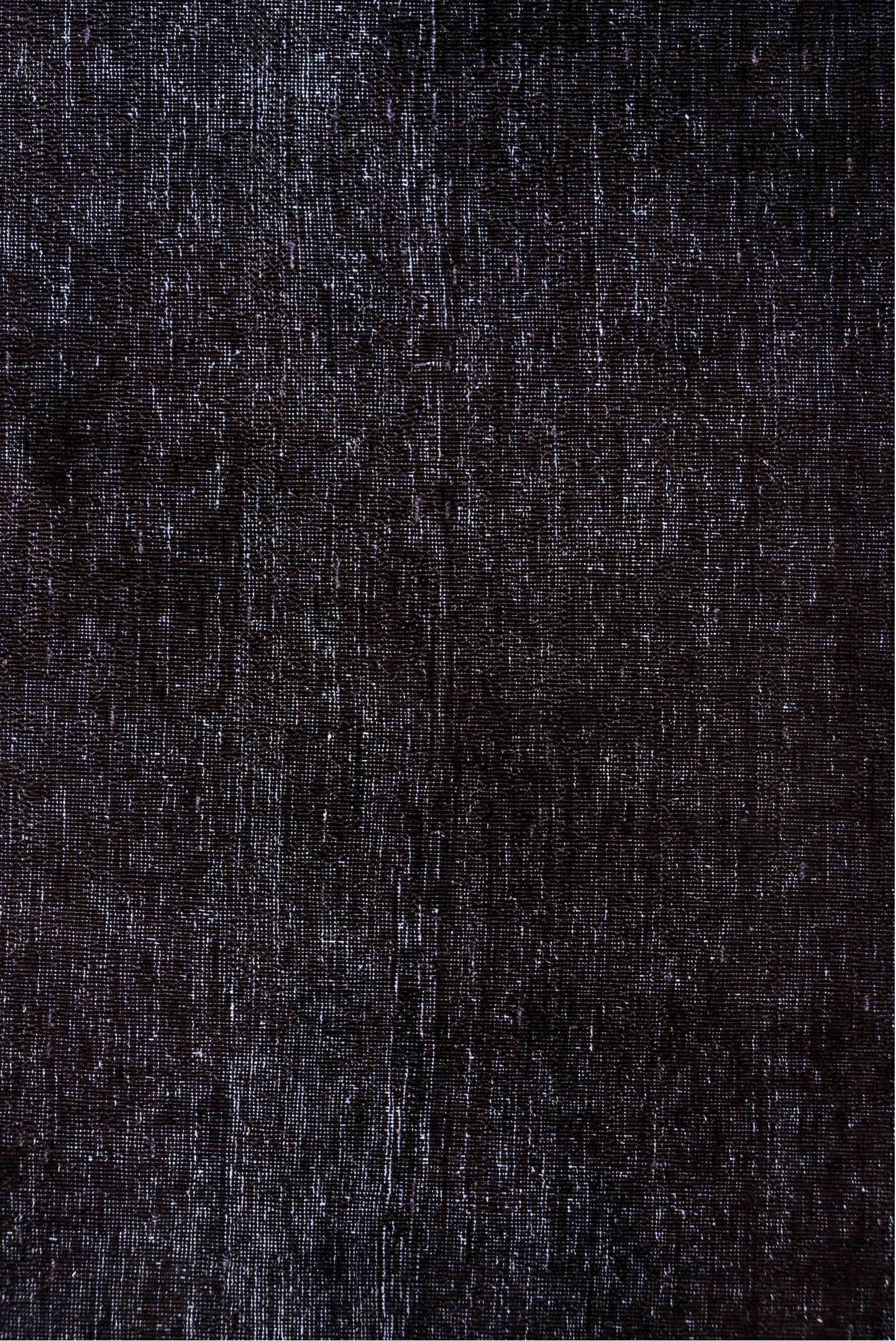 3' x 9' one-of-a-kind handmade vintage Overdyed runner rug. Color palette: black, charcoal, gray, off-white, snow, white