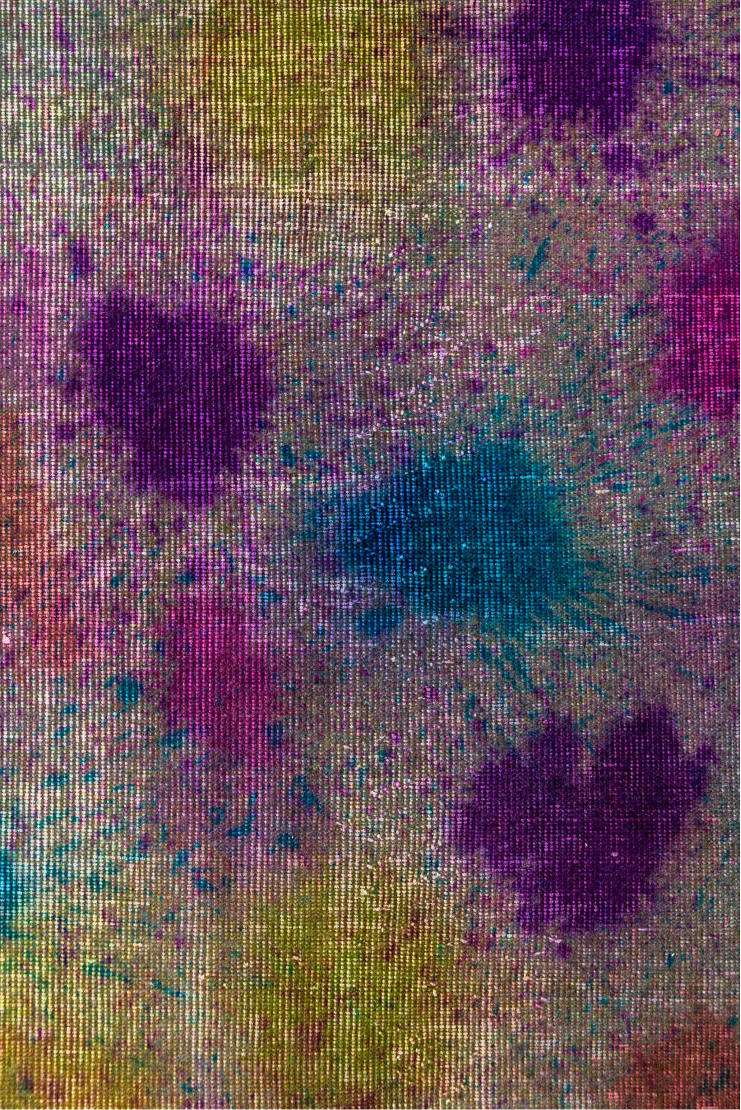 3' x 10' one-of-a-kind handmade vintage Overdyed runner rug. Color palette: blue, brown, gray, light gray, off-white, orange