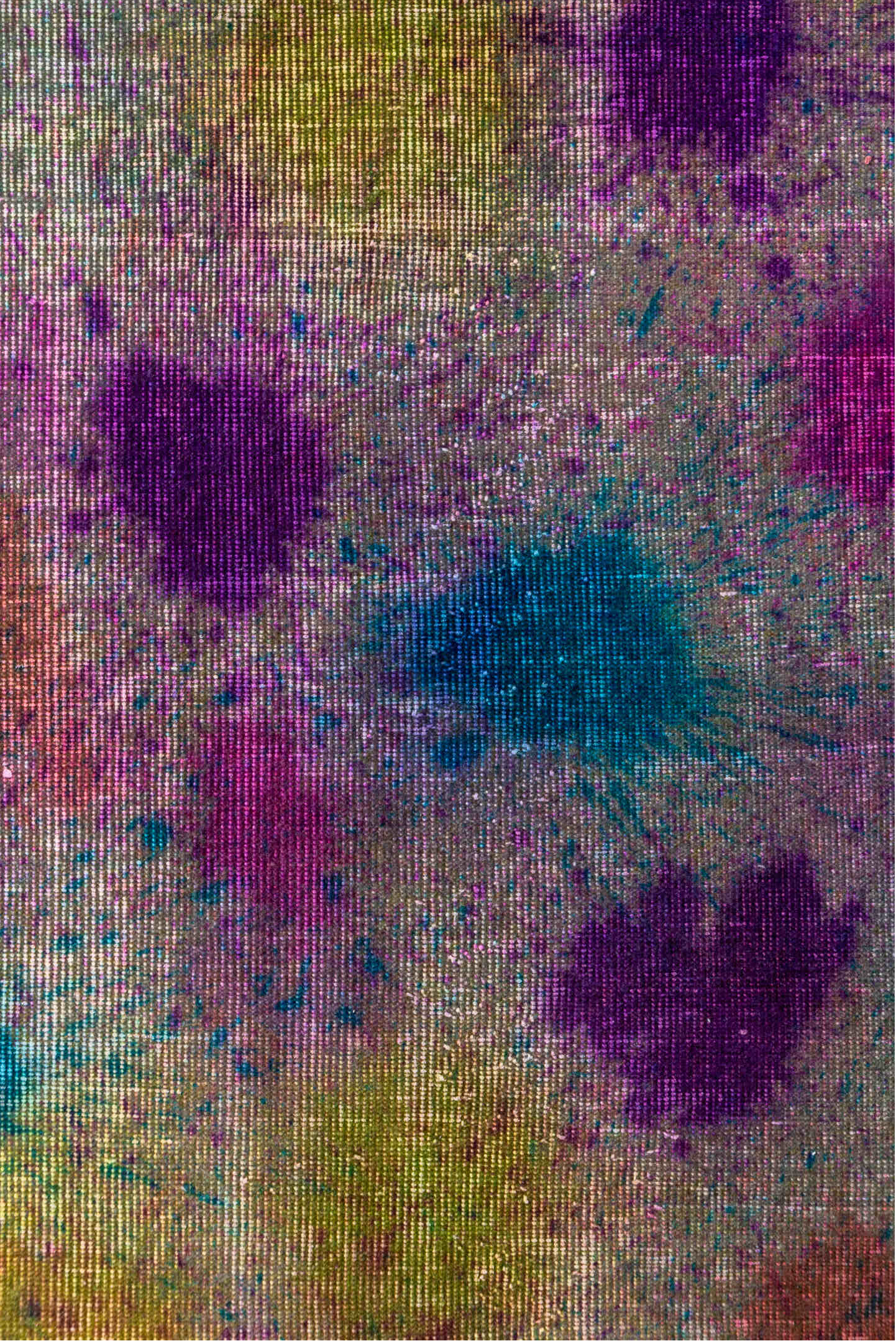 3' x 10' one-of-a-kind handmade vintage Overdyed runner rug. Color palette: blue, brown, gray, light gray, off-white, orange