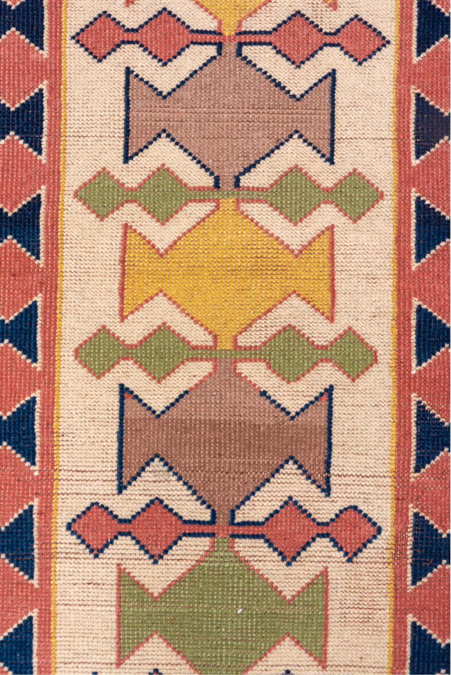 2' x 9' one-of-a-kind handmade vintage Oushak runner rug. Color palette: blue, brown, gray, pink