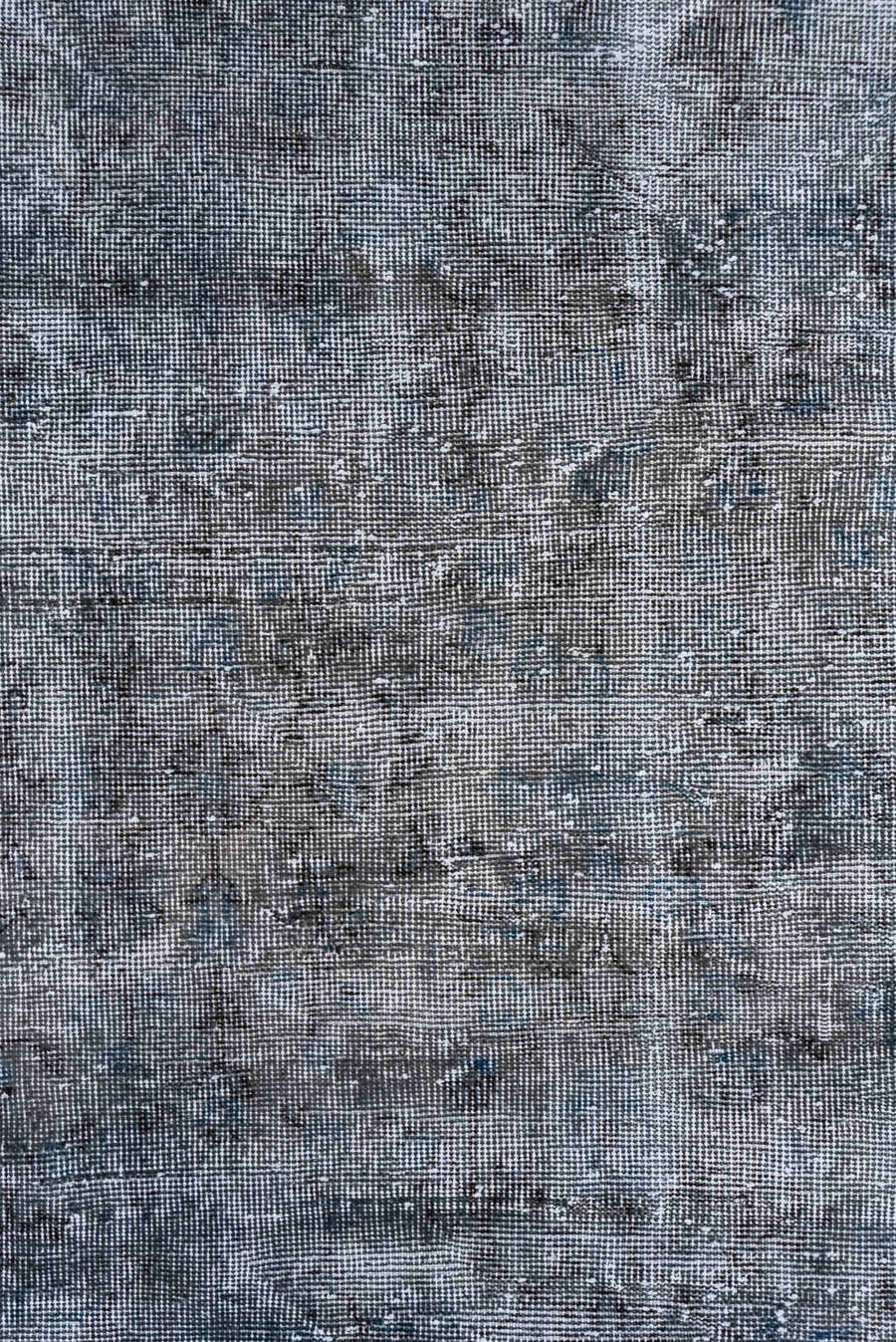 2' x 10' one-of-a-kind handmade vintage Overdyed runner rug. Color palette: gray, slate, charcoal, ivory, steel_blue, black