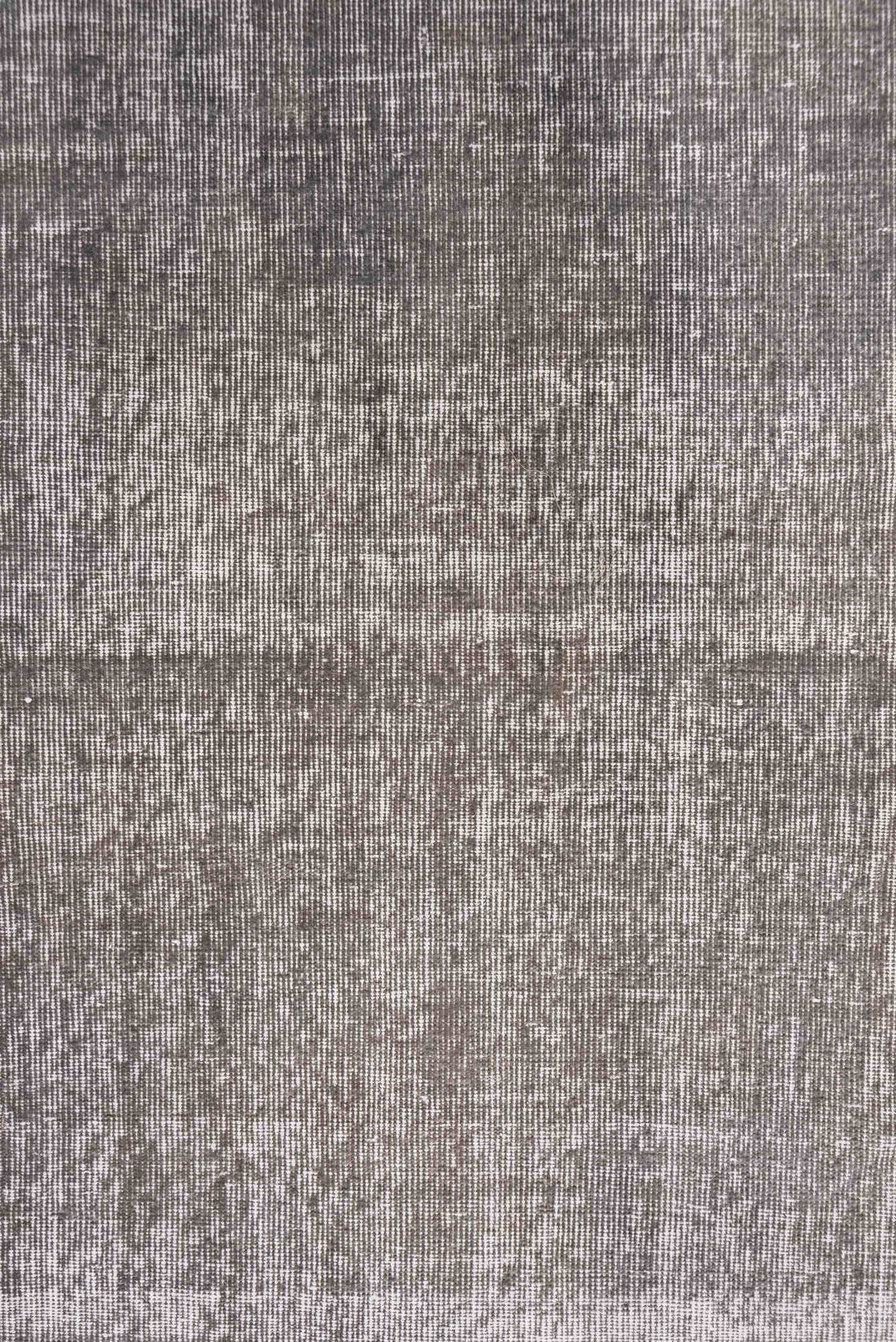 2' x 12' one-of-a-kind handmade vintage Overdyed runner rug. Color palette: taupe, ivory, gray, greige, beige