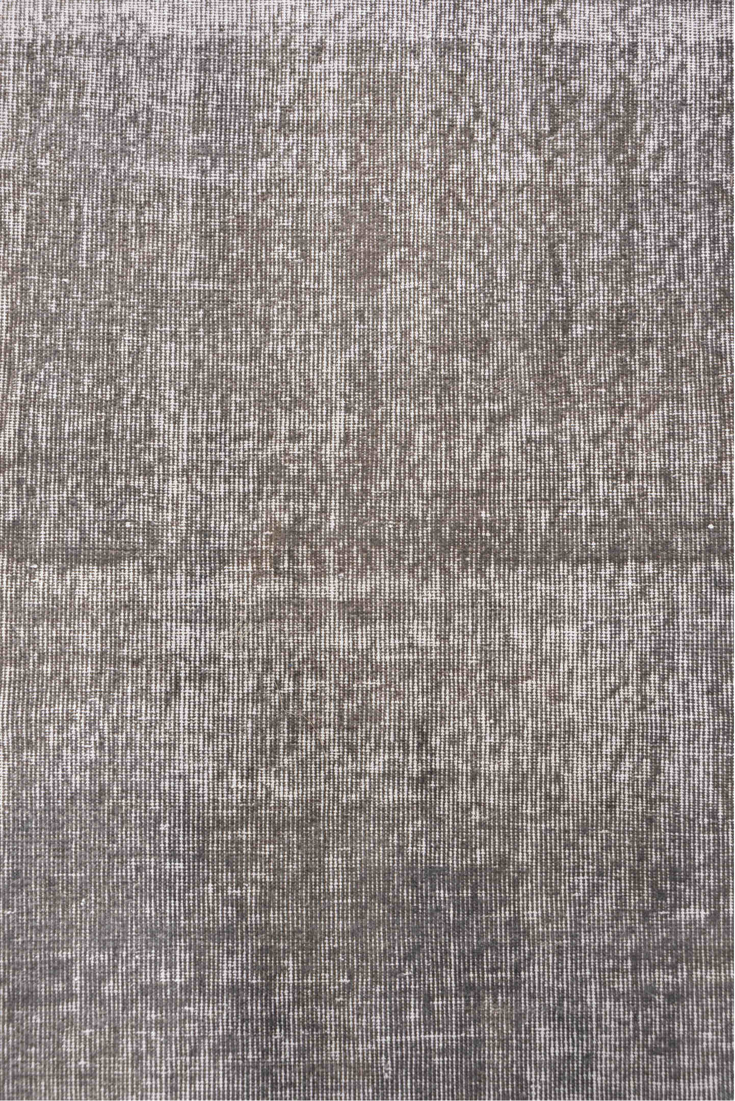 2' x 12' one-of-a-kind handmade vintage Overdyed runner rug. Color palette: light gray, off-white, gray, pink, silver