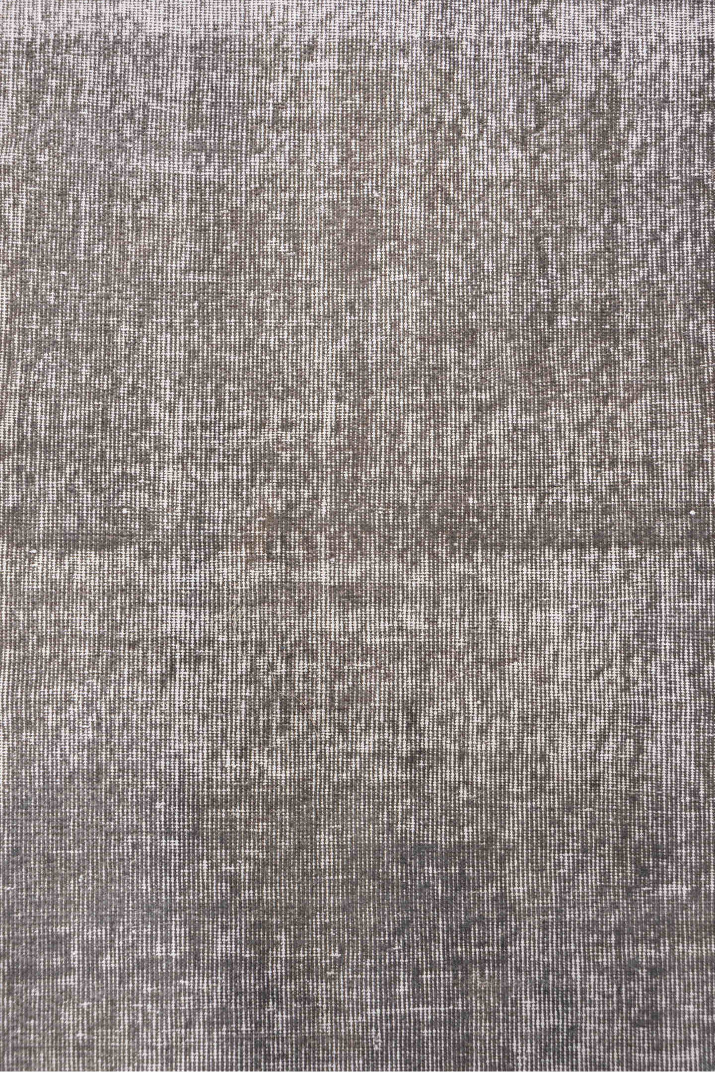 2' x 12' one-of-a-kind handmade vintage Overdyed runner rug. Color palette: dark gray, gray, light gray, off-white, pink