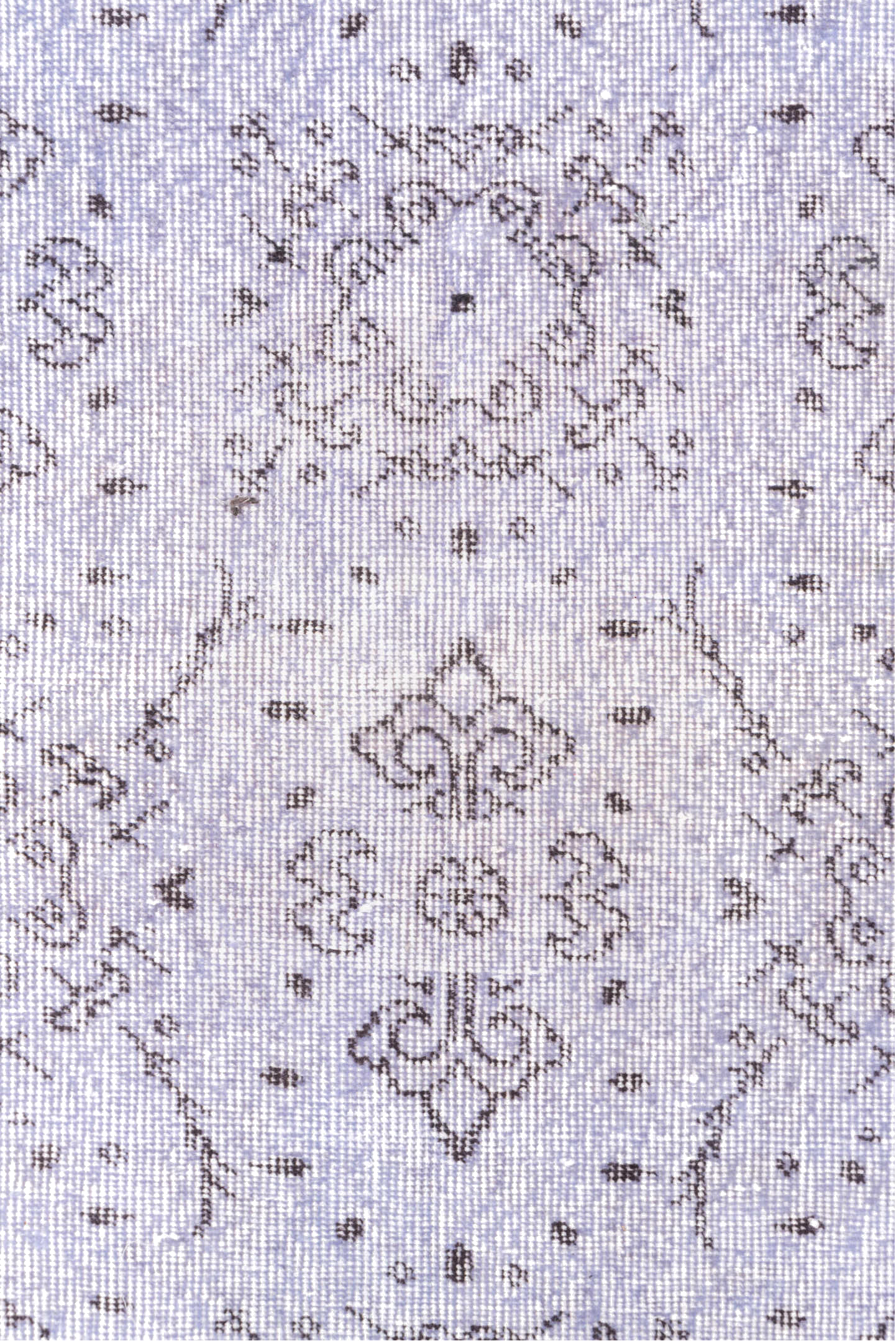 3' x 6' one-of-a-kind handmade vintage Overdyed runner rug. Color palette: gainsboro, gray, lavender blush, light gray