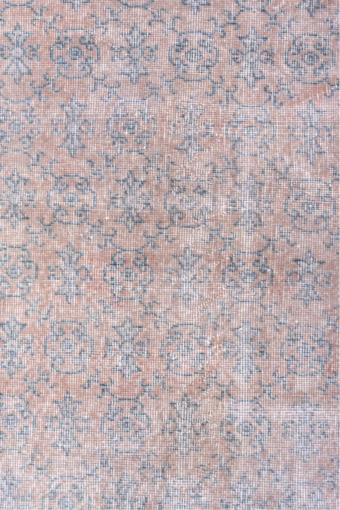3' x 6' one-of-a-kind handmade vintage Overdyed small size rug. Color palette: blush, ivory, gray, taupe, pink, beige
