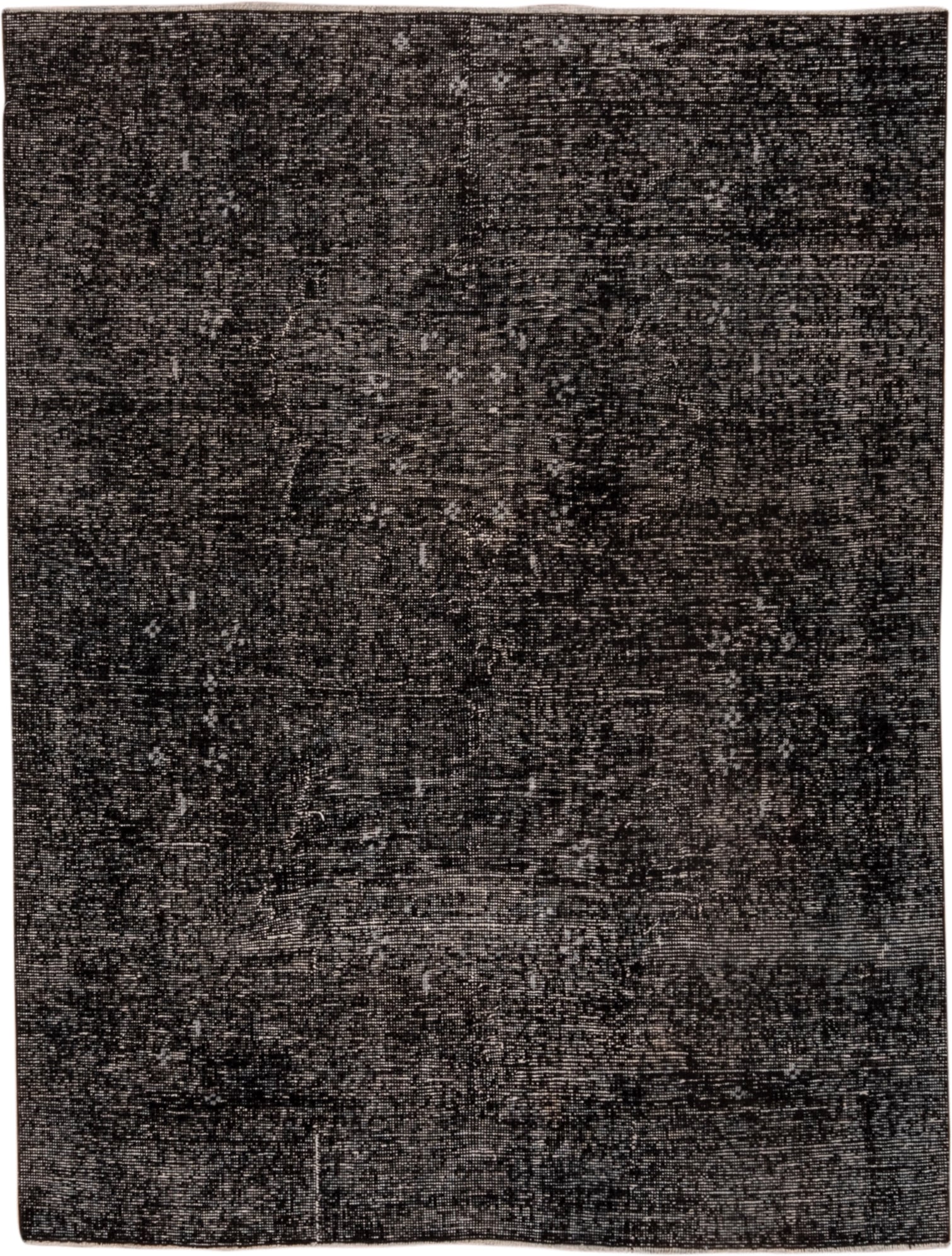 4' x 6' one-of-a-kind handmade vintage Overdyed small size rug. Color palette: charcoal, taupe, gray, ebony, black, beige