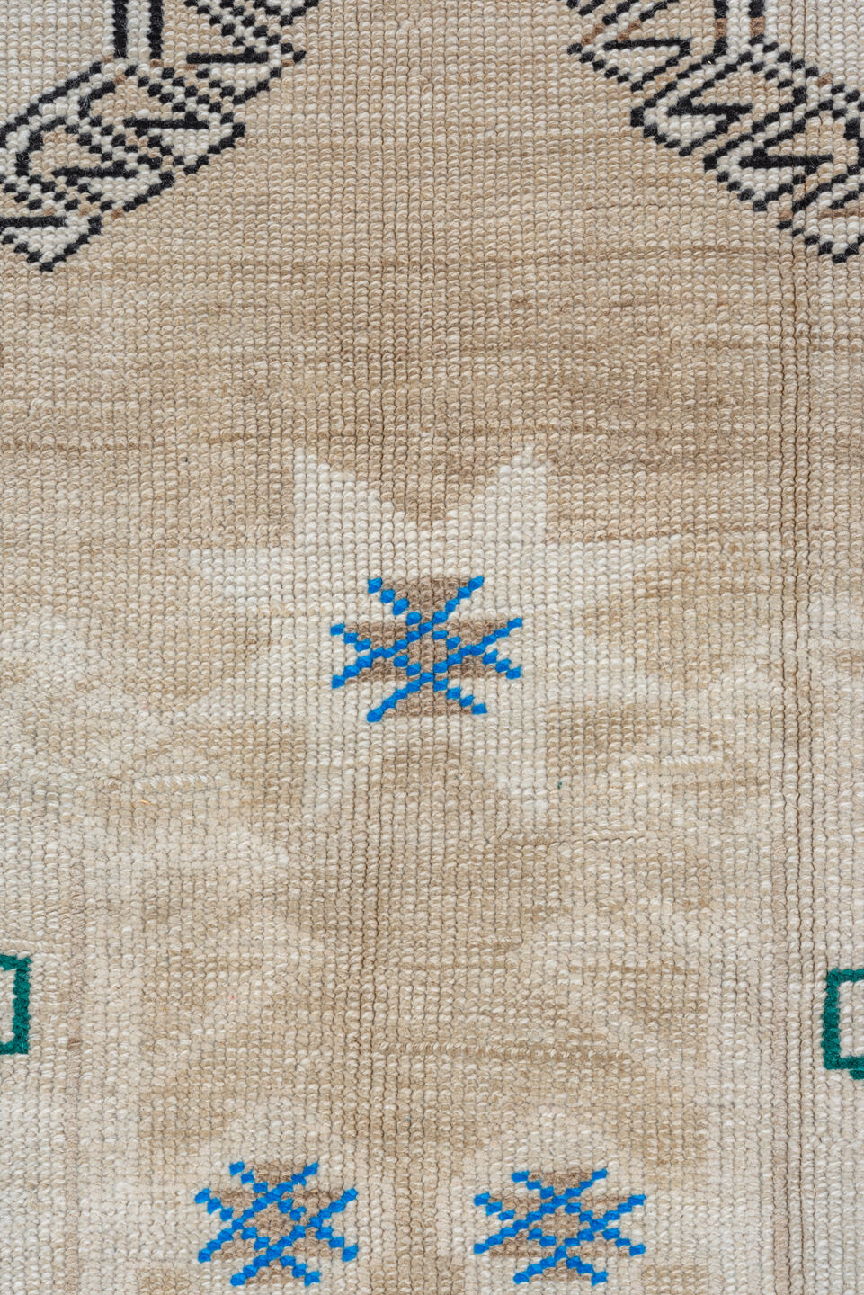 6' x 13' one-of-a-kind handmade vintage Kars large size rug. Color palette: black, blue, brown, charcoal, dim gray, gray