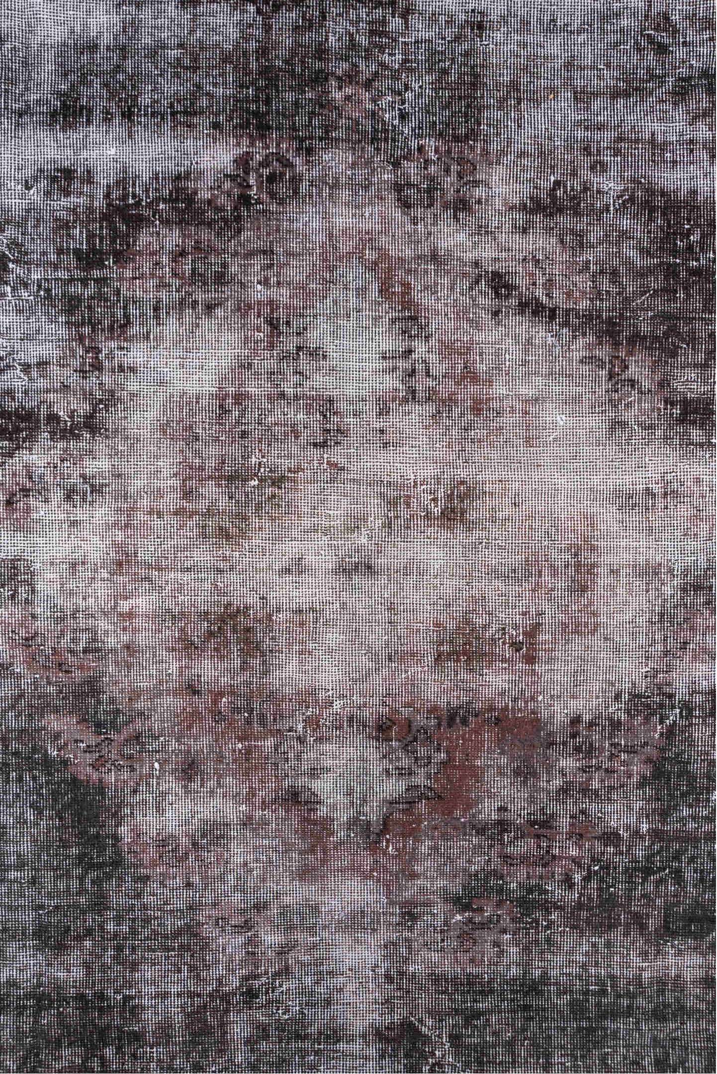 7' x 10' one-of-a-kind handmade vintage Overdyed large size rug. Color palette: taupe, rose, ivory, charcoal, burgundy