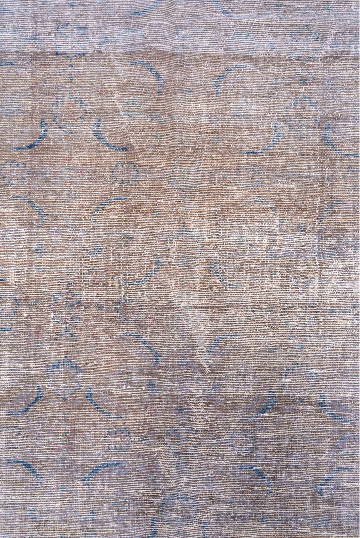 9' x 11' one-of-a-kind handmade vintage Overdyed large size rug. Color palette: blue, gainsboro, gray, lavender blush