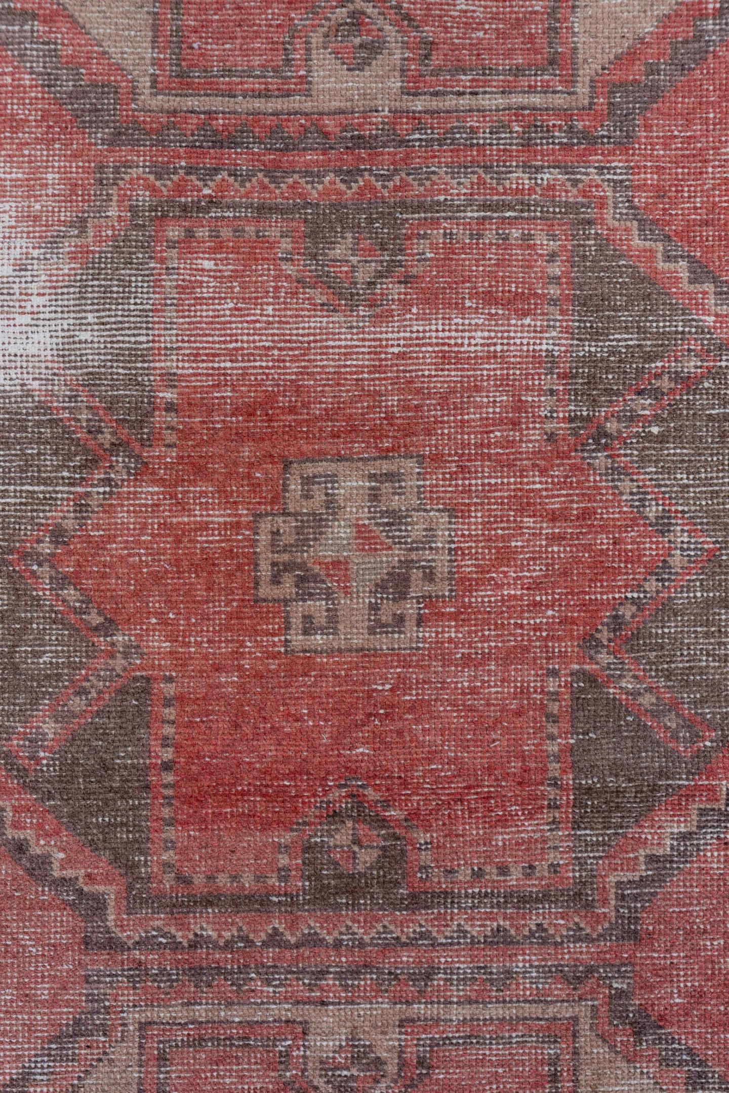 2' x 10' one-of-a-kind handmade vintage Oushak runner rug. Color palette: rose, charcoal, ivory, taupe, terracotta, pink