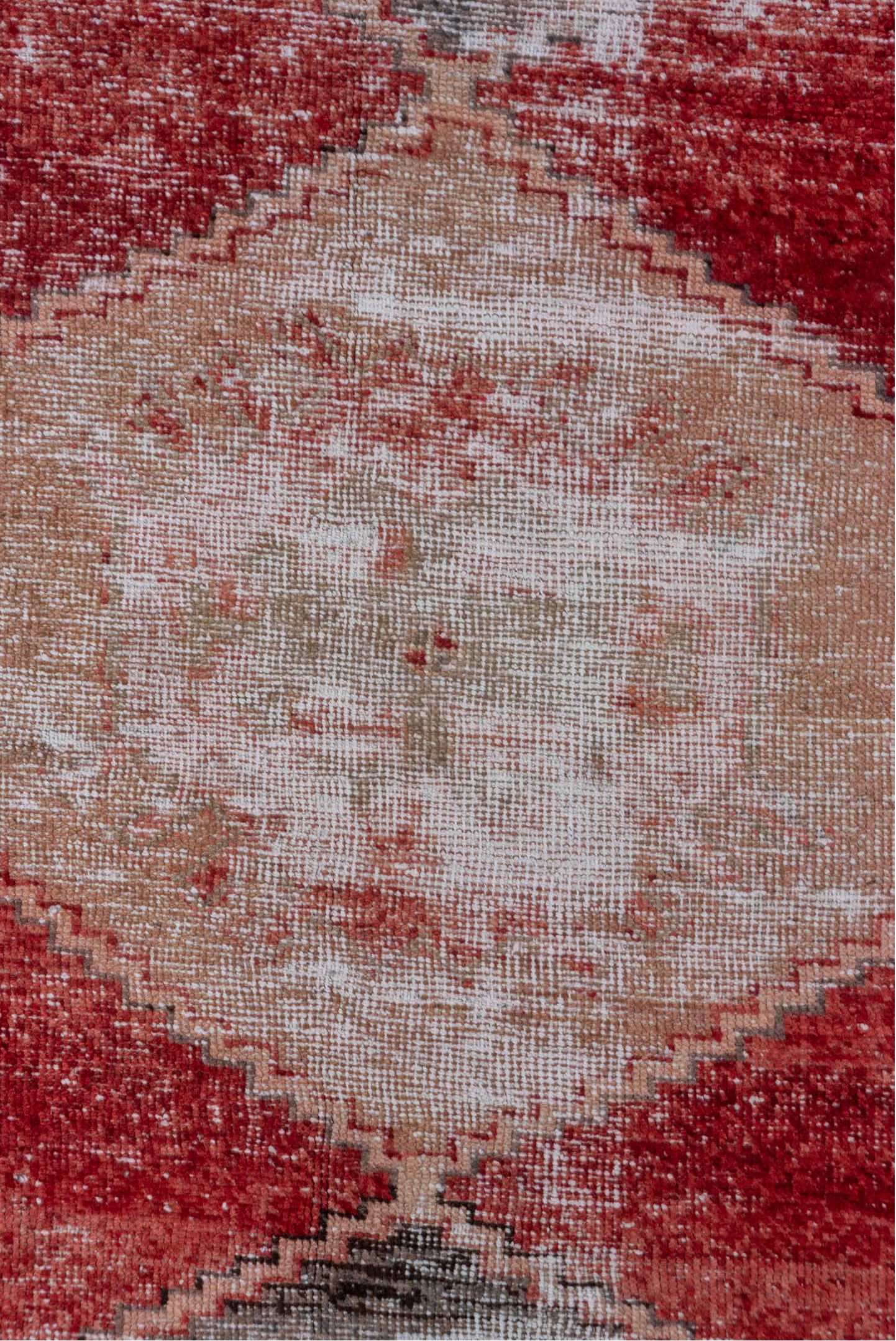 2' x 11' one-of-a-kind handmade vintage Oushak runner rug. Color palette: brown, gray, light gray, pink, red