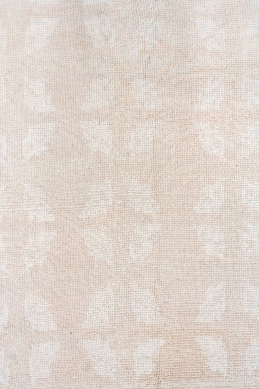 3' x 6' one-of-a-kind handmade vintage Oushak small size rug. Color palette: blush, ivory, cream, taupe, pink, beige, gray
