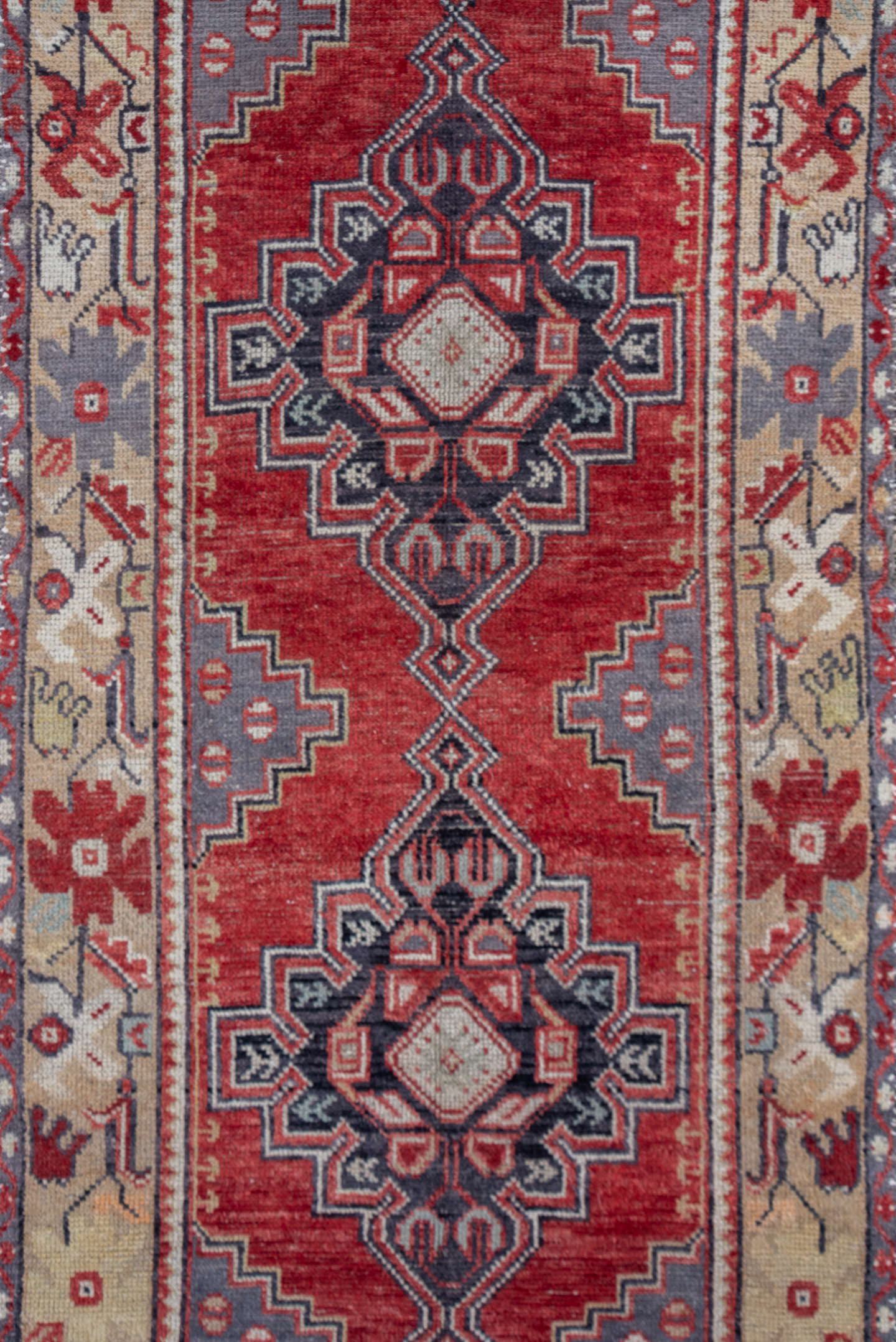 2' x 10' one-of-a-kind handmade vintage Oushak runner rug. Color palette: rust, ivory, slate, charcoal, rose, taupe