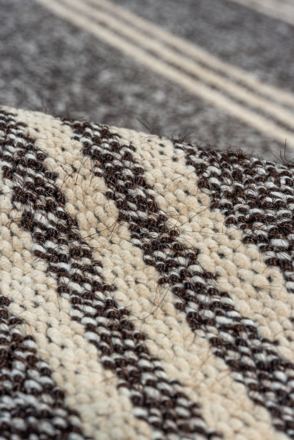6' x 9' one-of-a-kind handmade antique Flatweave medium size rug. Color palette: charcoal, ivory, gray, black