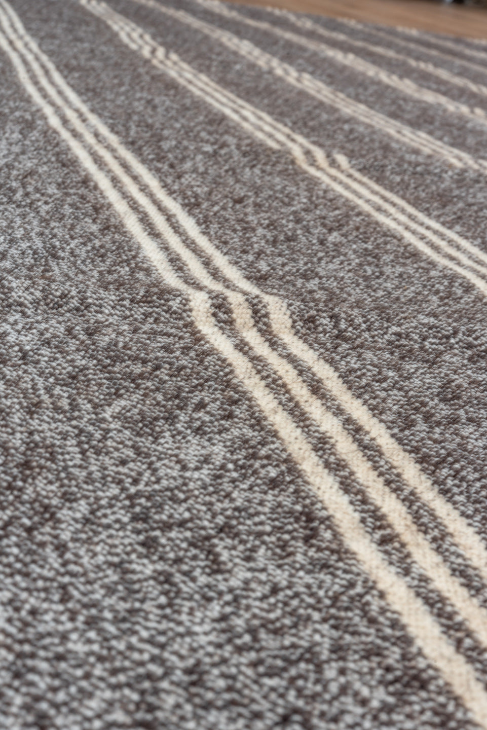 6' x 9' one-of-a-kind handmade antique Flatweave medium size rug. Color palette: charcoal, ivory, gray, black