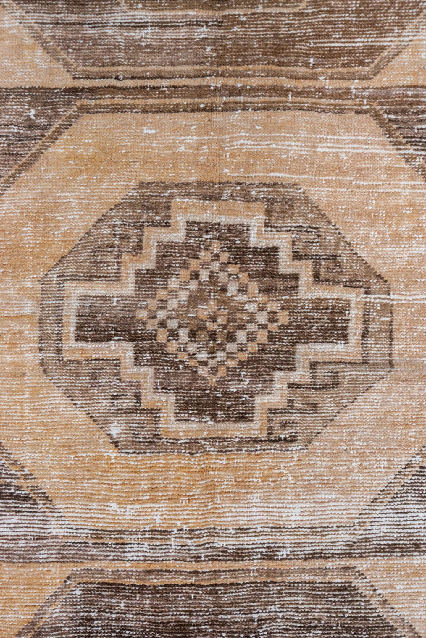 2' x 12' one-of-a-kind handmade vintage Oushak runner rug. Color palette: taupe, camel, ivory, brown, beige, gray