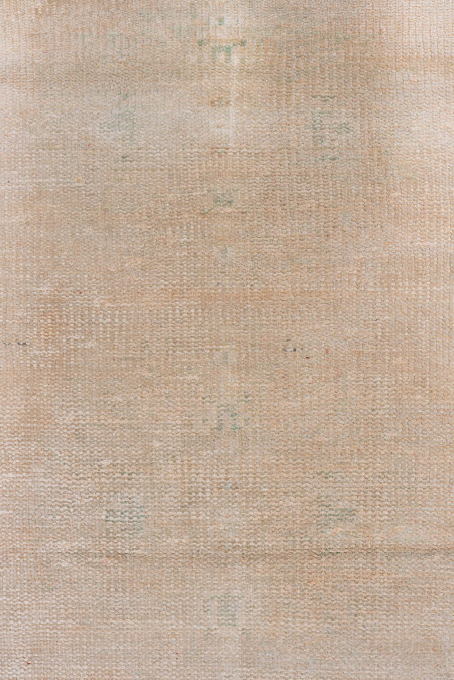 2' x 5' one-of-a-kind handmade vintage Oushak small size rug. Color palette: blush, ivory, cream, taupe, sage, pink, beige