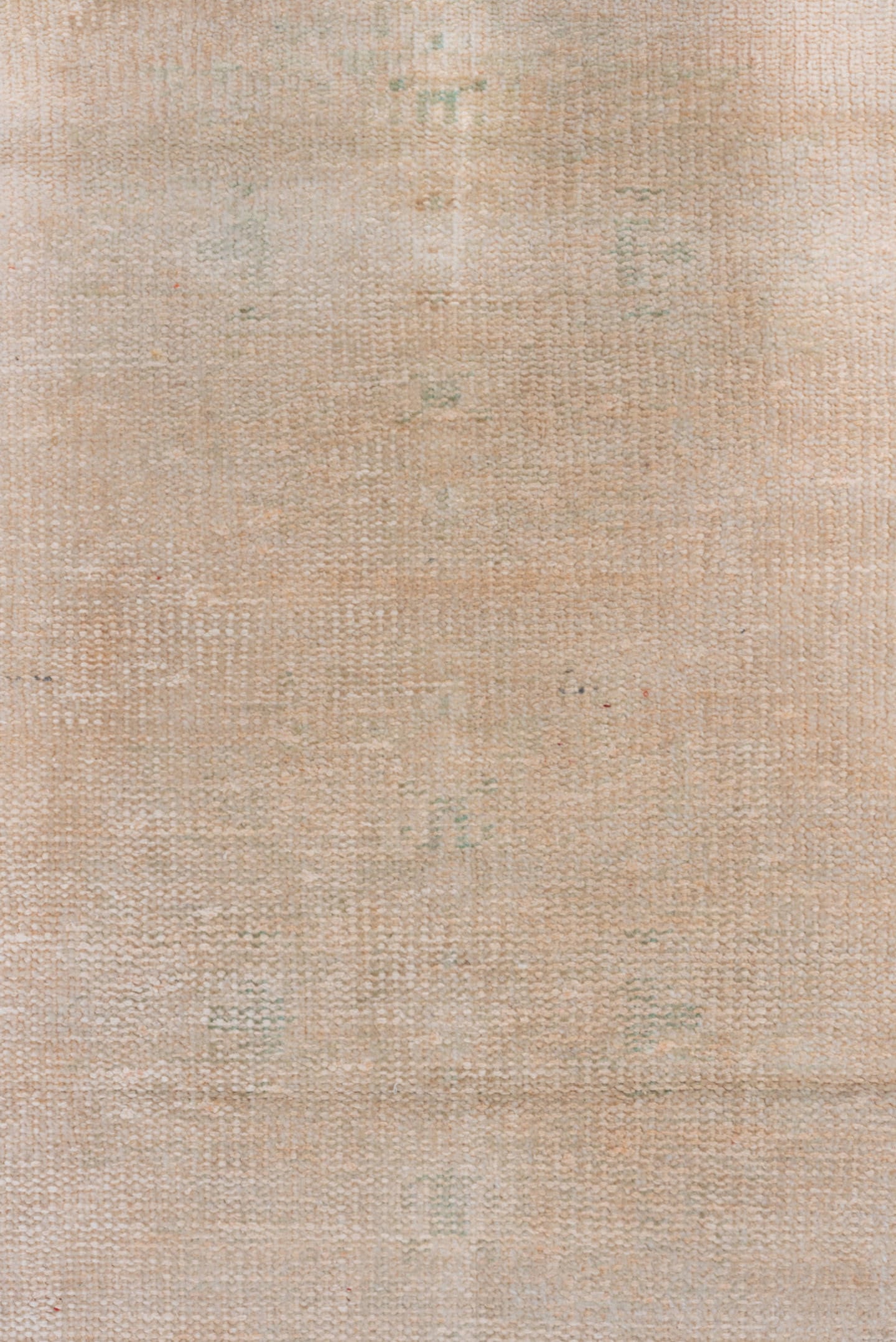 2' x 5' one-of-a-kind handmade vintage Oushak small size rug. Color palette: blush, ivory, cream, taupe, sage, pink, beige