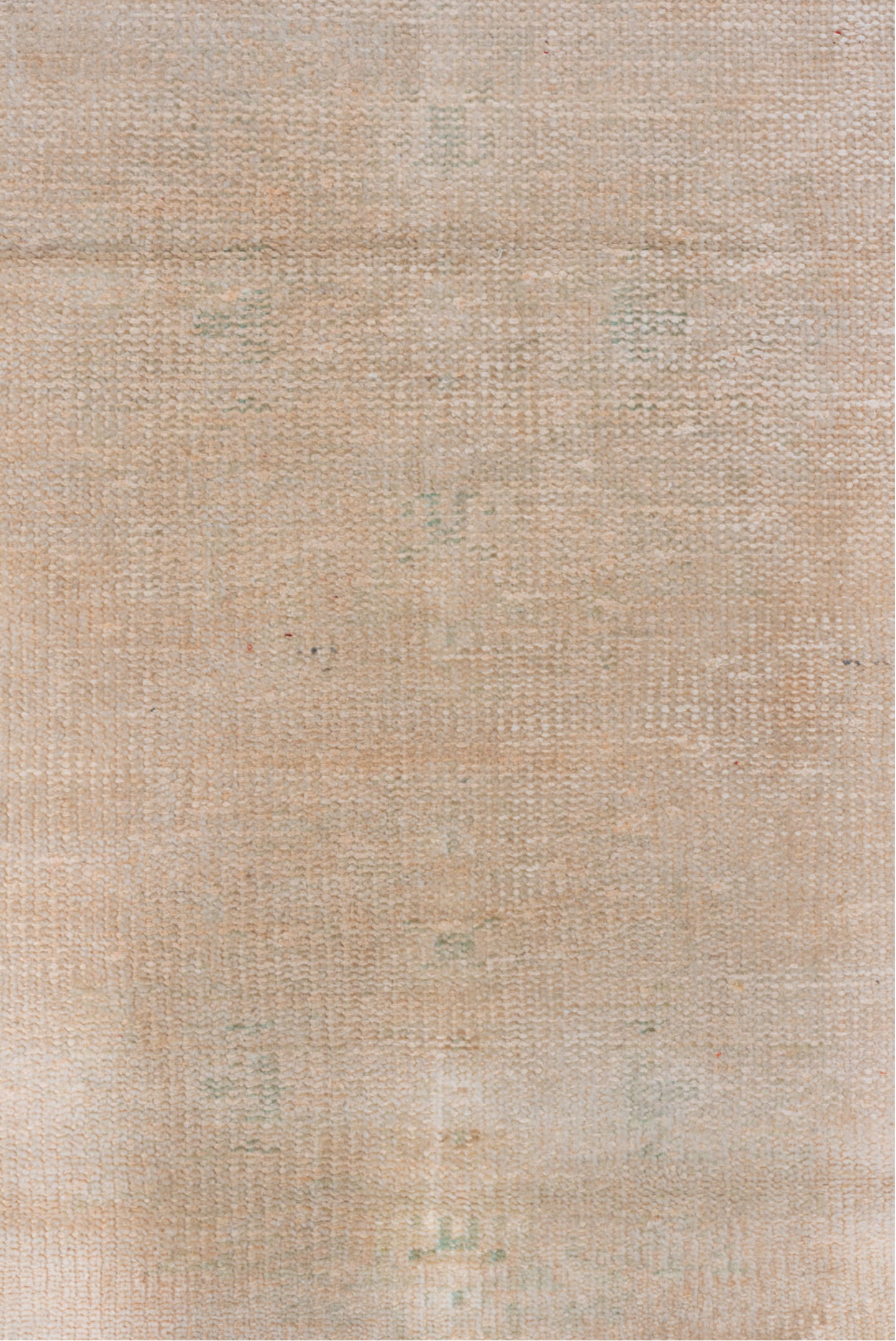 2' x 5' one-of-a-kind handmade vintage Oushak small size rug. Color palette: blush, ivory, cream, taupe, sage, pink, beige