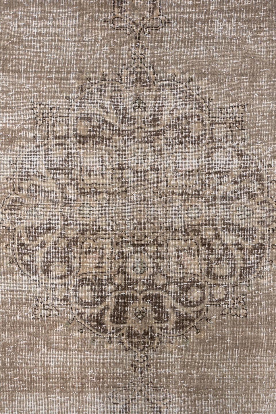 4' x 8' one-of-a-kind handmade vintage Oushak rug. Color palette: taupe, ivory, beige, brown, camel, charcoal, gray, black
