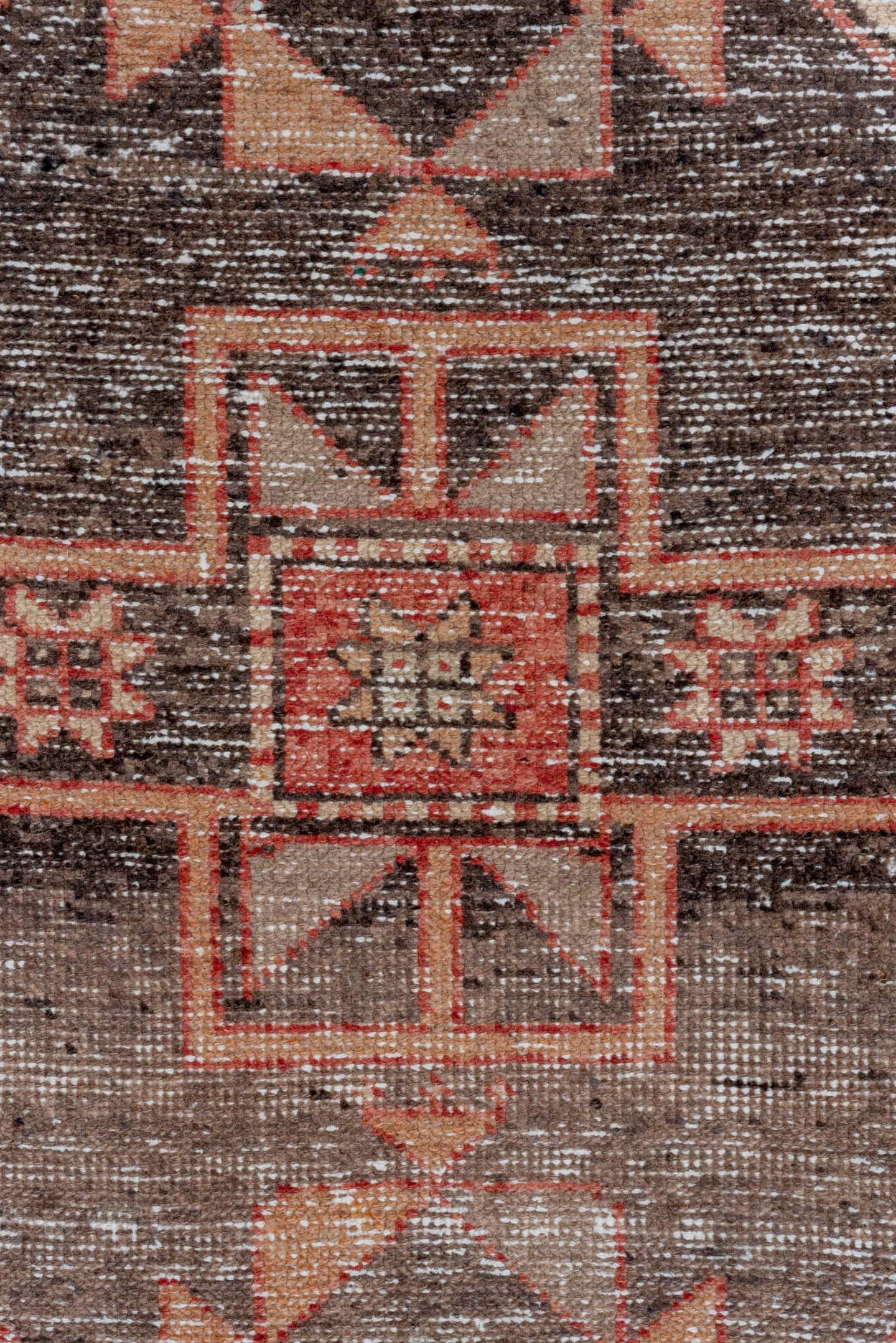 2' x 12' one-of-a-kind handmade vintage Oushak runner rug. Color palette: terra cotta, charcoal, blush, ivory, taupe, brown