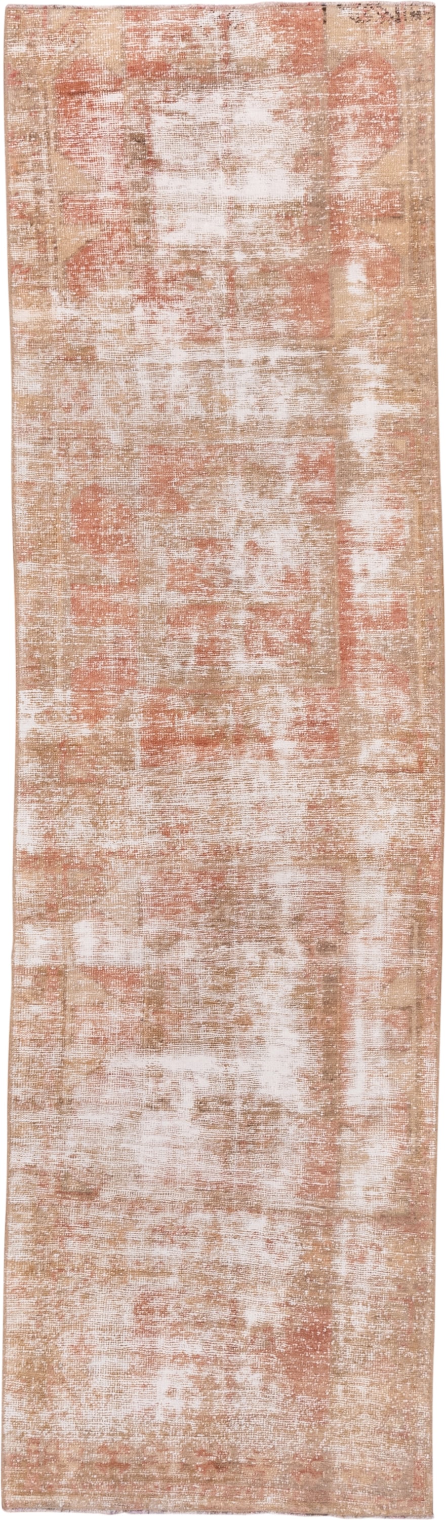 2' x 9' one-of-a-kind handmade vintage Oushak runner rug. Color palette: terra cotta, ivory, beige, blush, taupe, terracotta