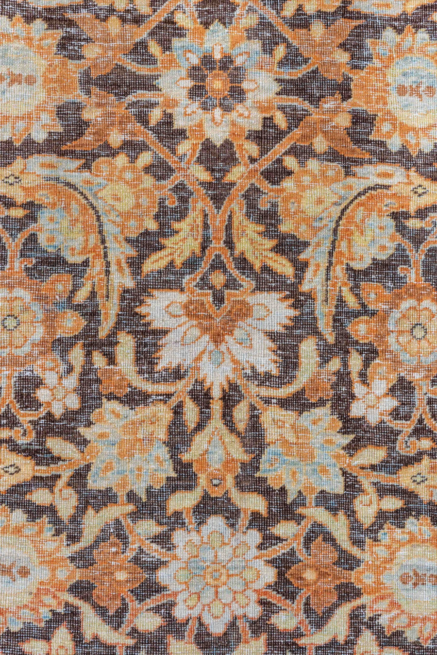 8' x 10' one-of-a-kind handmade vintage Lavar large size rug. Color palette: brown, ivory, camel, taupe, terra cotta
