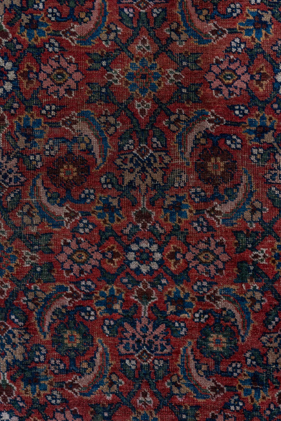 3' x 10' one-of-a-kind handmade vintage Bidjar runner rug. Color palette: rust, ivory, navy, burgundy, camel, charcoal