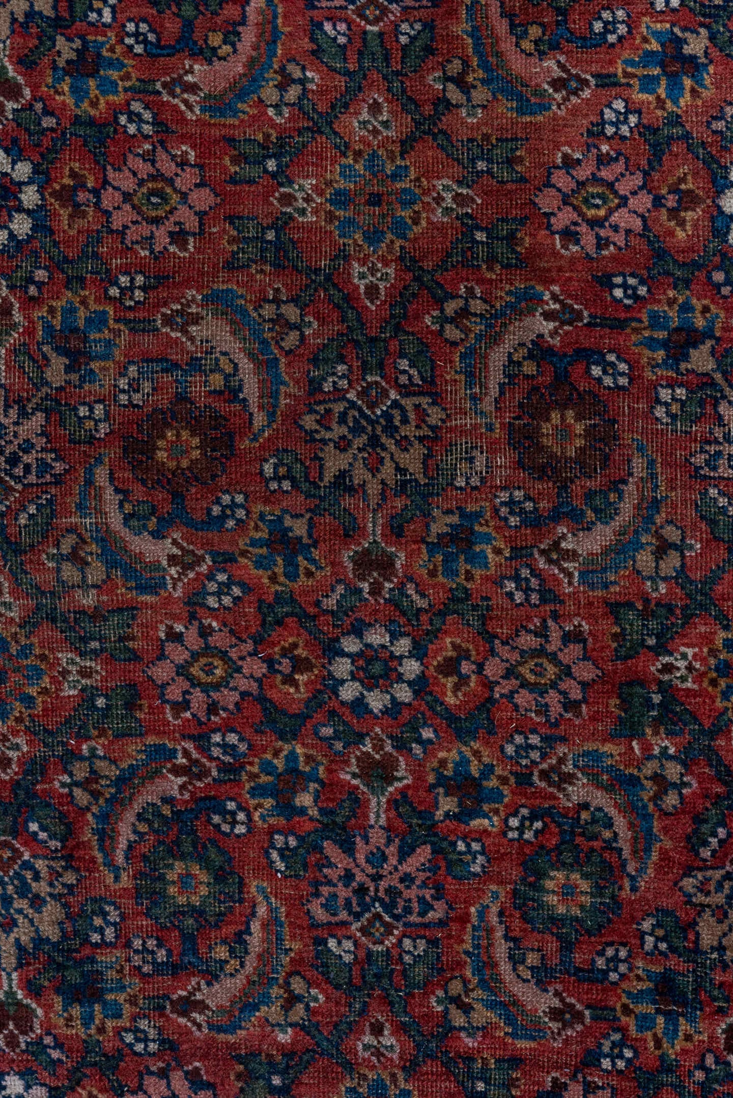 3' x 10' one-of-a-kind handmade vintage Bidjar runner rug. Color palette: rust, ivory, navy, burgundy, camel, charcoal