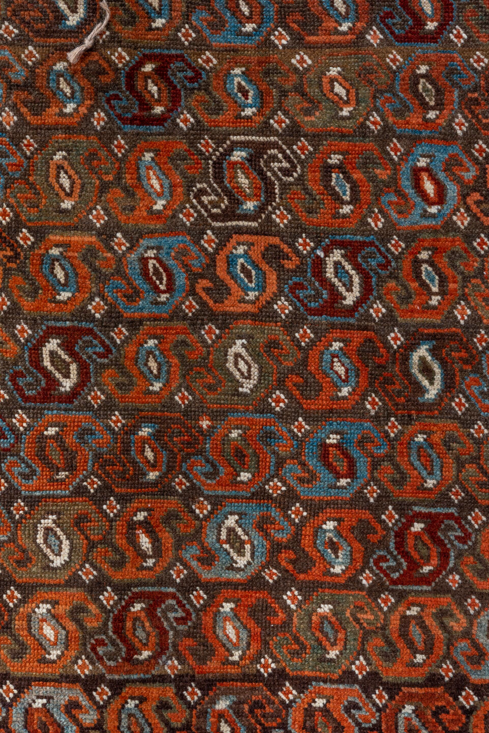 3' x 14' one-of-a-kind handmade vintage Malayer runner rug. Color palette: brown, dim gray, gray, light gray, off-white