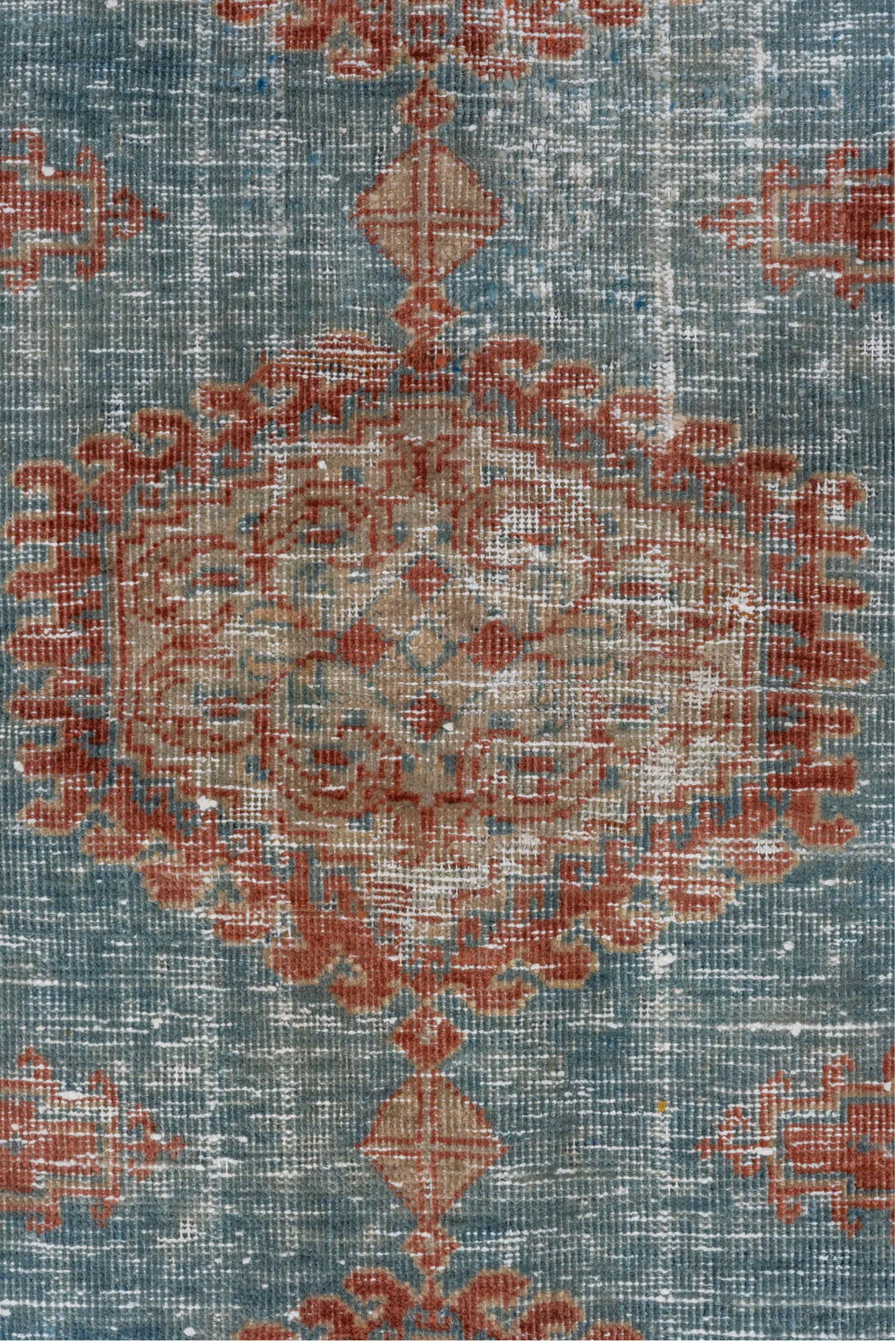 3' x 5' one-of-a-kind handmade vintage Veece small size rug. Color palette: blue, brown, gainsboro, gray, light gray
