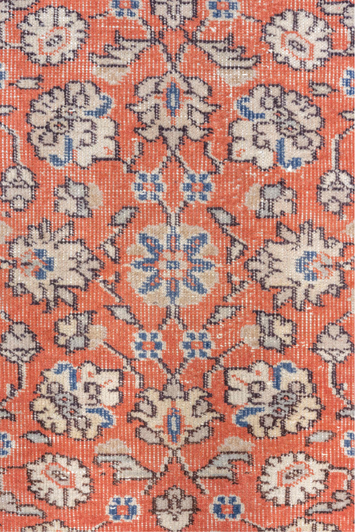 3' x 11' one-of-a-kind handmade vintage Oushak runner rug. Color palette: brown, gray, light gray, off-white, pink, red