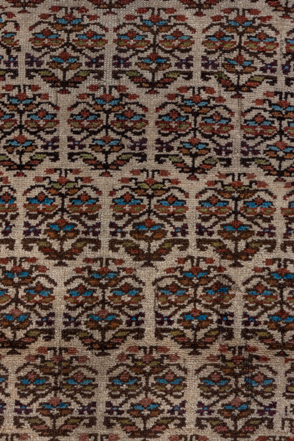 3' x 16' one-of-a-kind handmade vintage Kurd runner rug. Color palette: black, blue, brown, fiord, gray, pink, red