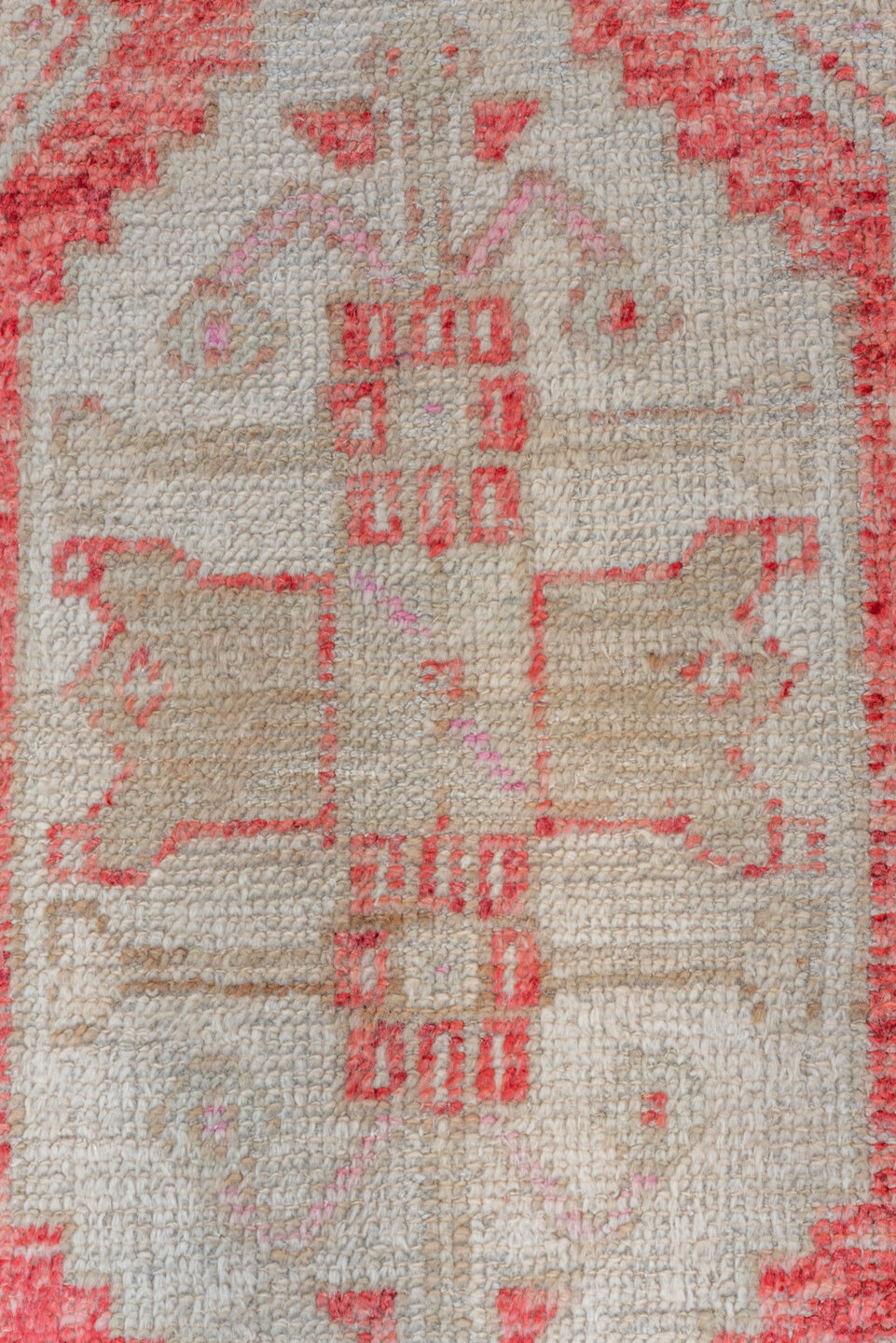 2' x 8' one-of-a-kind handmade vintage Oushak runner rug. Color palette: brown, gainsboro, gray, light gray, off-white, pink