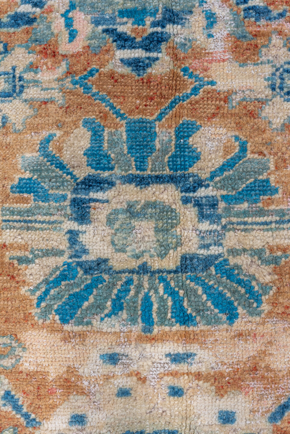 8' x 11' one-of-a-kind handmade vintage Oushak large size rug. Color palette: antiquewhite, blue, brown, gainsboro, gray