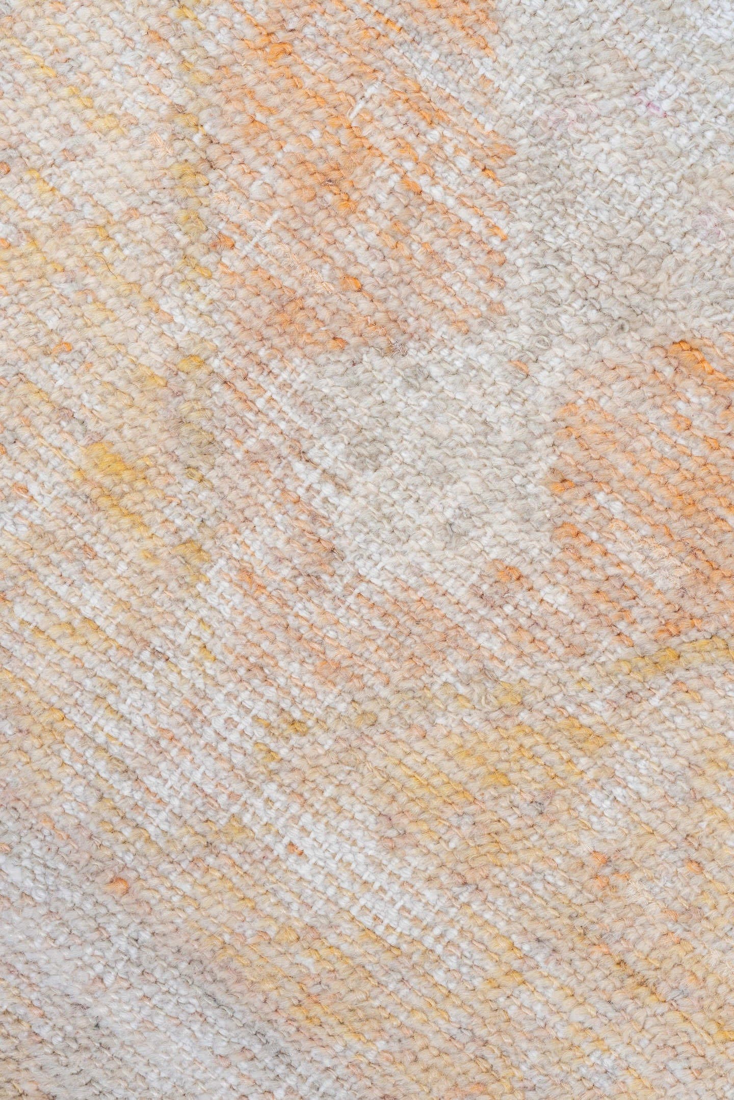 2' x 4' one-of-a-kind handmade vintage Oushak small size rug. Color palette: ivory, peach, cream, blush, pale gold