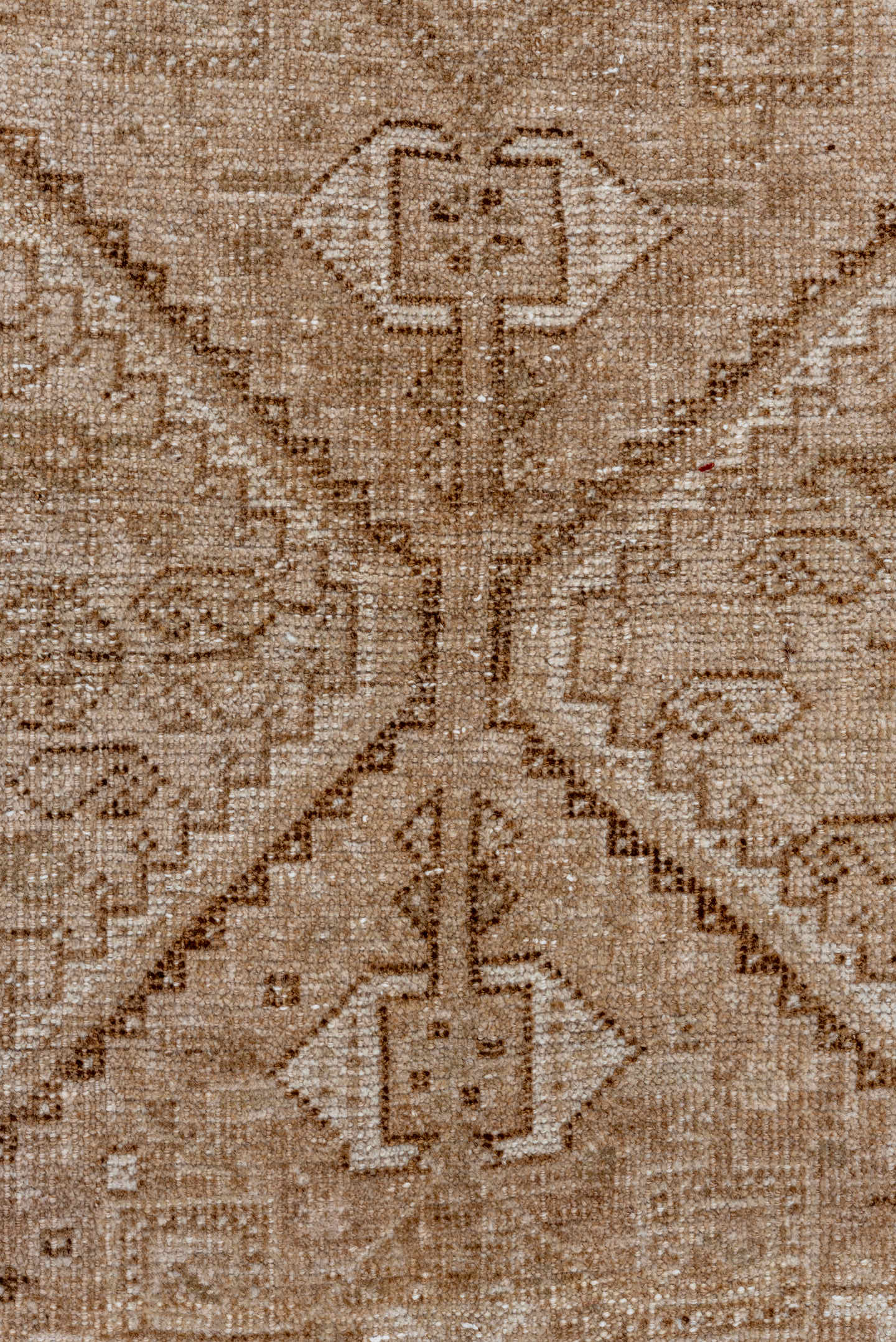 3' x 5' one-of-a-kind handmade vintage Shiraz small size rug. Color palette: tan, ivory, taupe, camel, brown, beige, gray