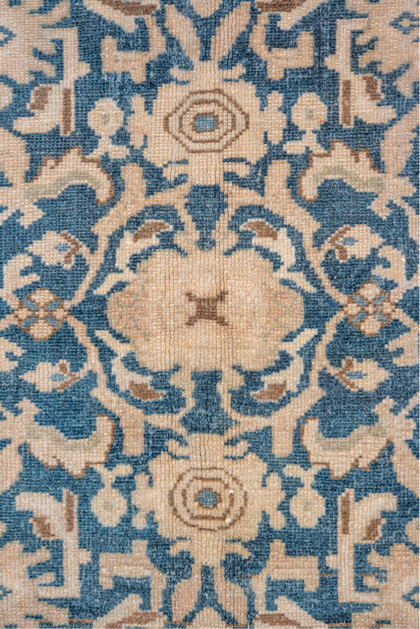 8' x 11' one-of-a-kind handmade vintage Malayer large size rug. Color palette: ivory, sky blue, beige, taupe, camel