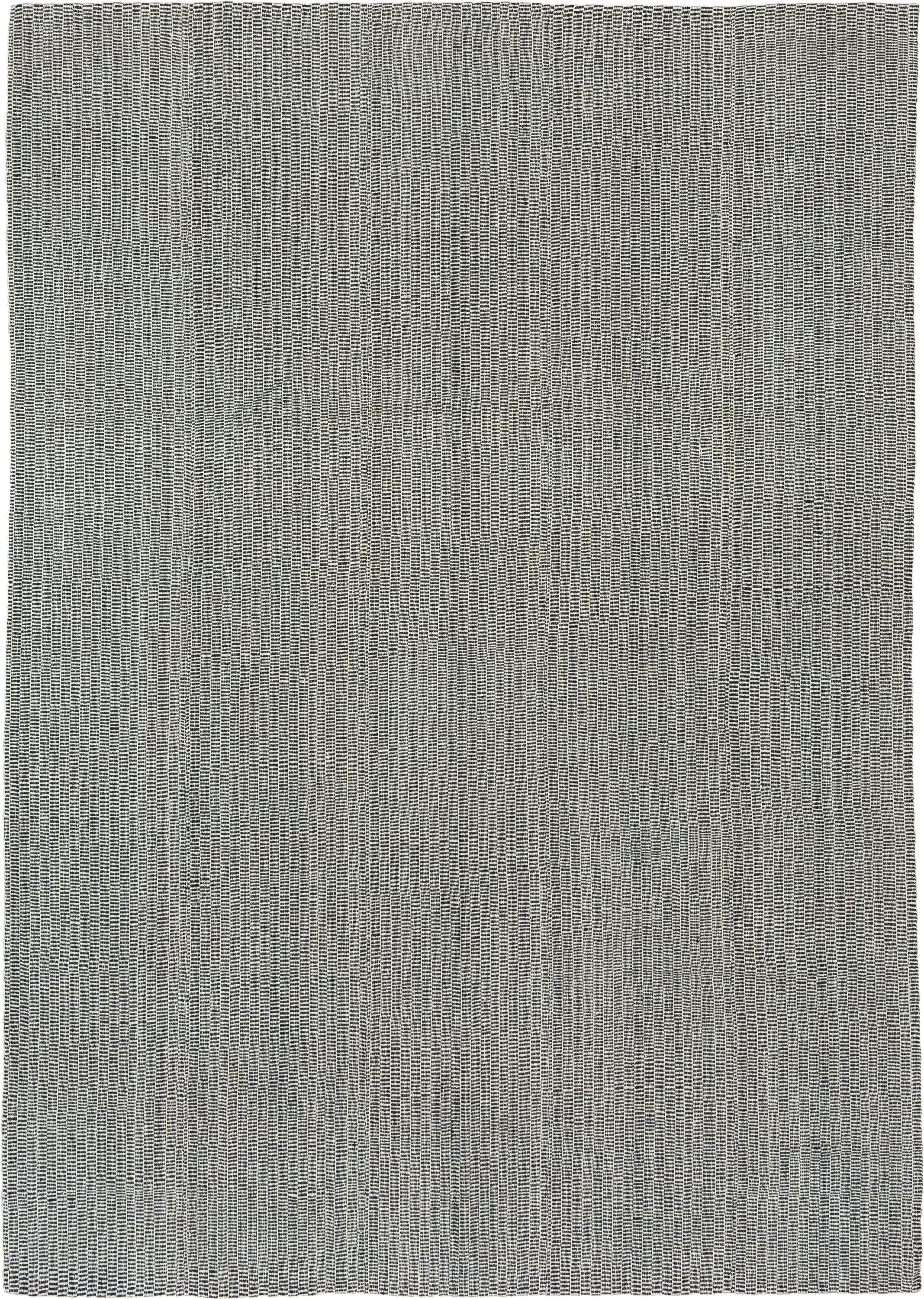 8' x 11' one-of-a-kind handmade vintage Kilim large size rug. Color palette: ivory, charcoal, black, gray