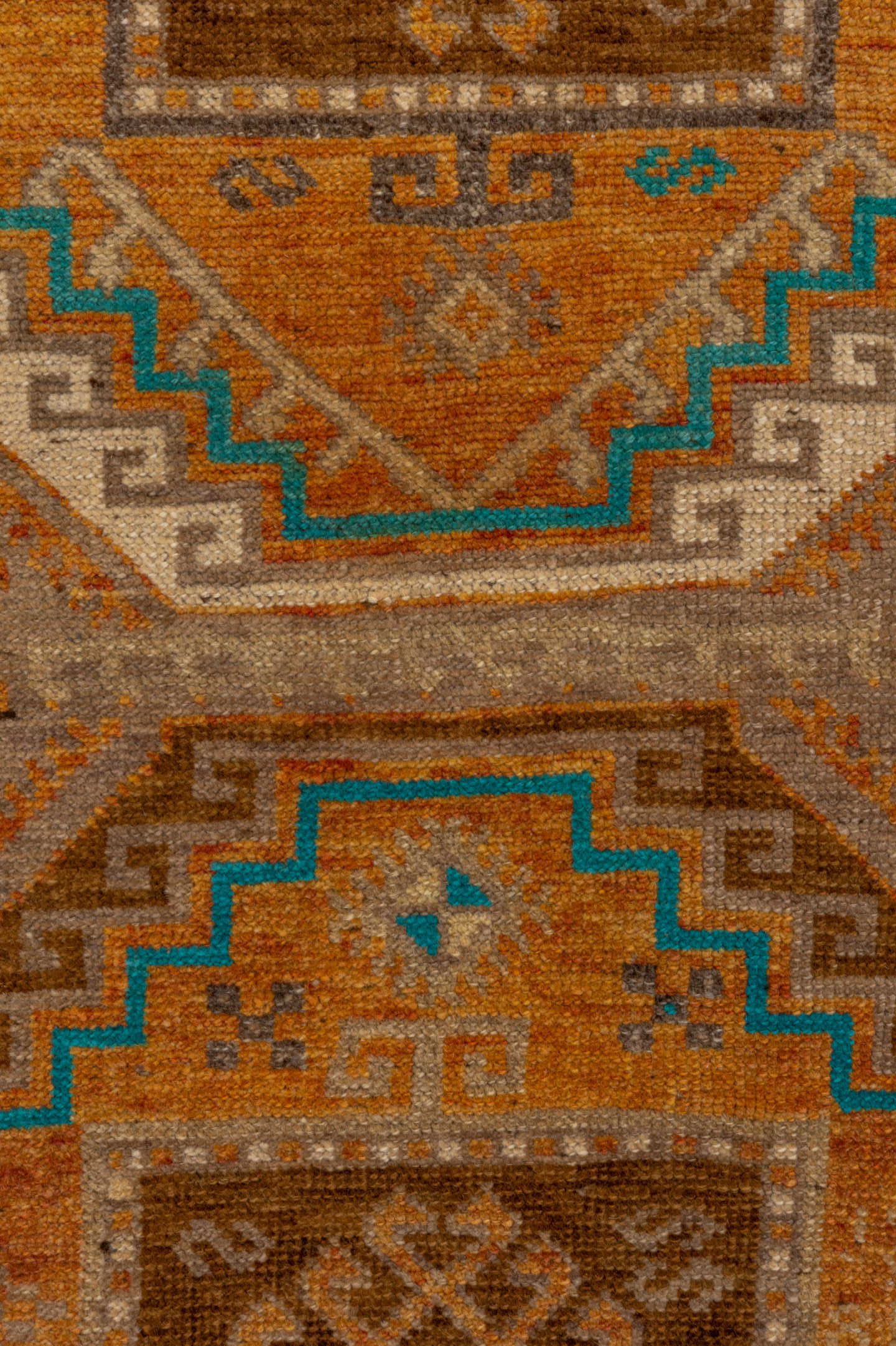 3' x 12' one-of-a-kind handmade vintage Oushak runner rug. Color palette: camel, rust, brown, ivory, turquoise, taupe, beige