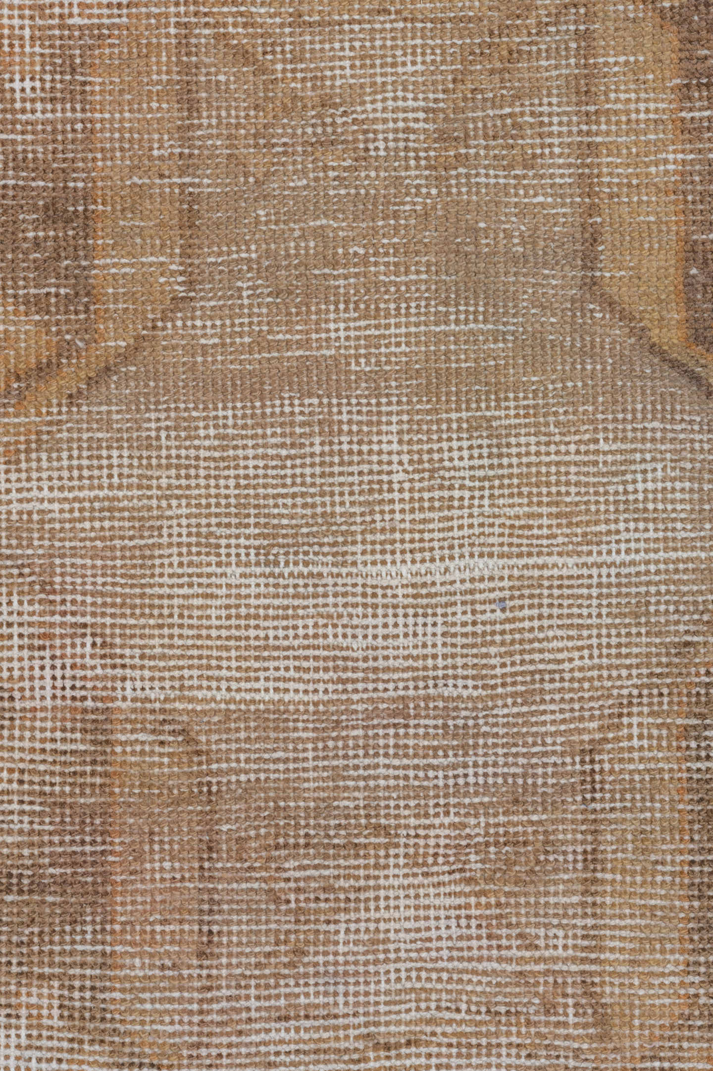 3' x 9' one-of-a-kind handmade vintage Oushak runner rug. Color palette: camel, taupe, beige, ivory, brown, gray