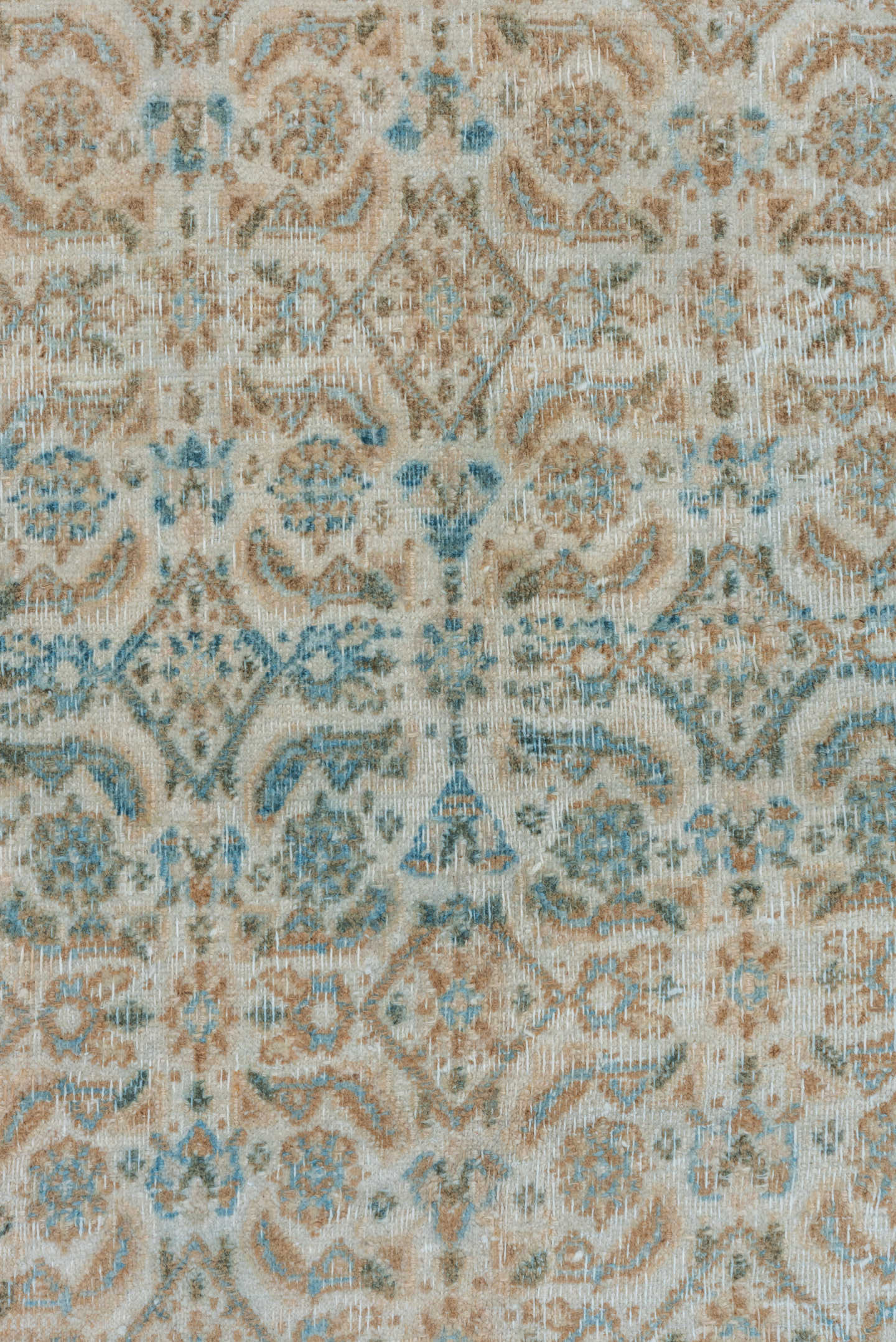6' x 10' one-of-a-kind handmade vintage Tabriz large size rug. Color palette: ivory, sky blue, beige, taupe, camel