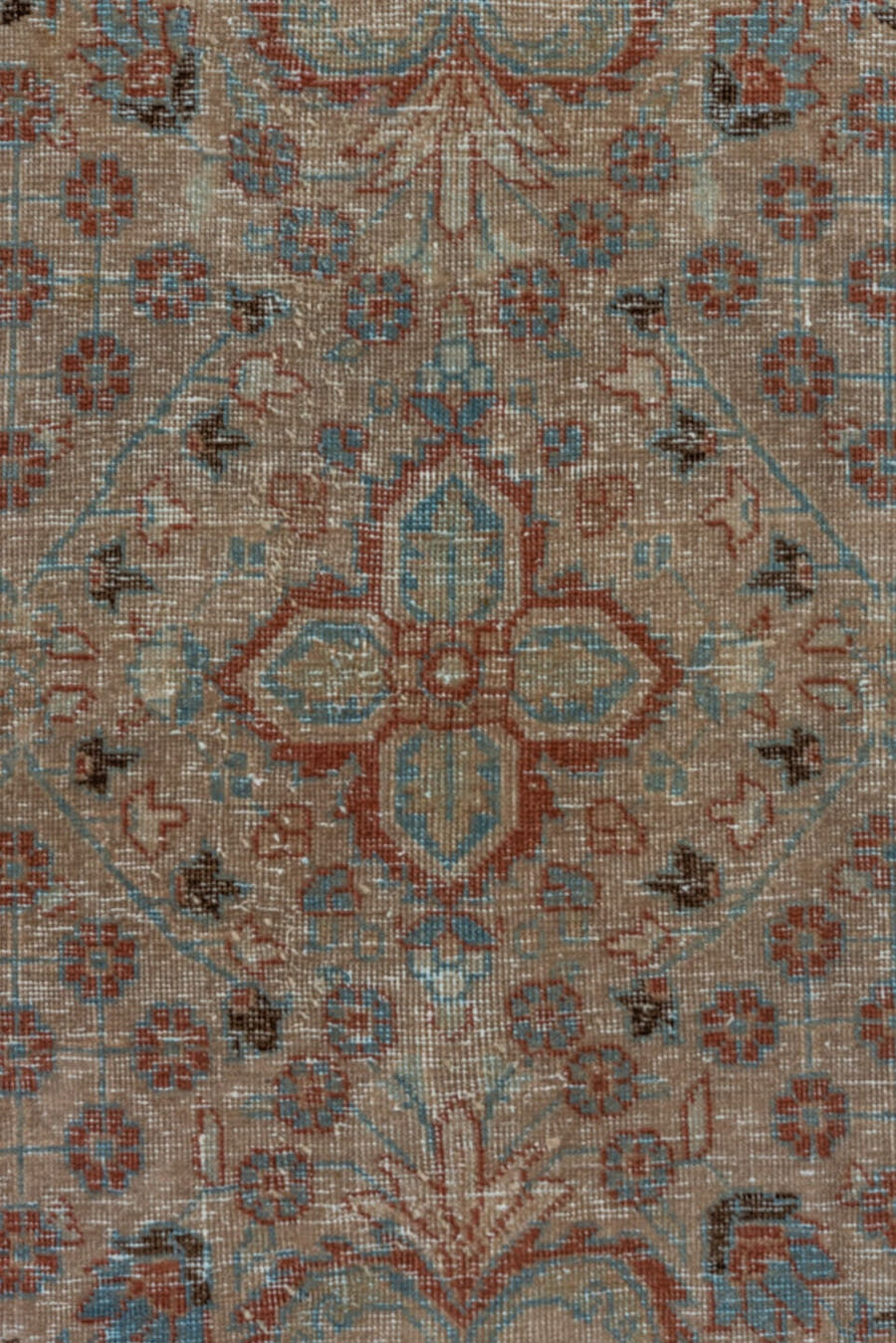 8' x 11' one-of-a-kind handmade vintage Tabriz large size rug. Color palette: sky blue, rust, ivory, taupe, camel, charcoal