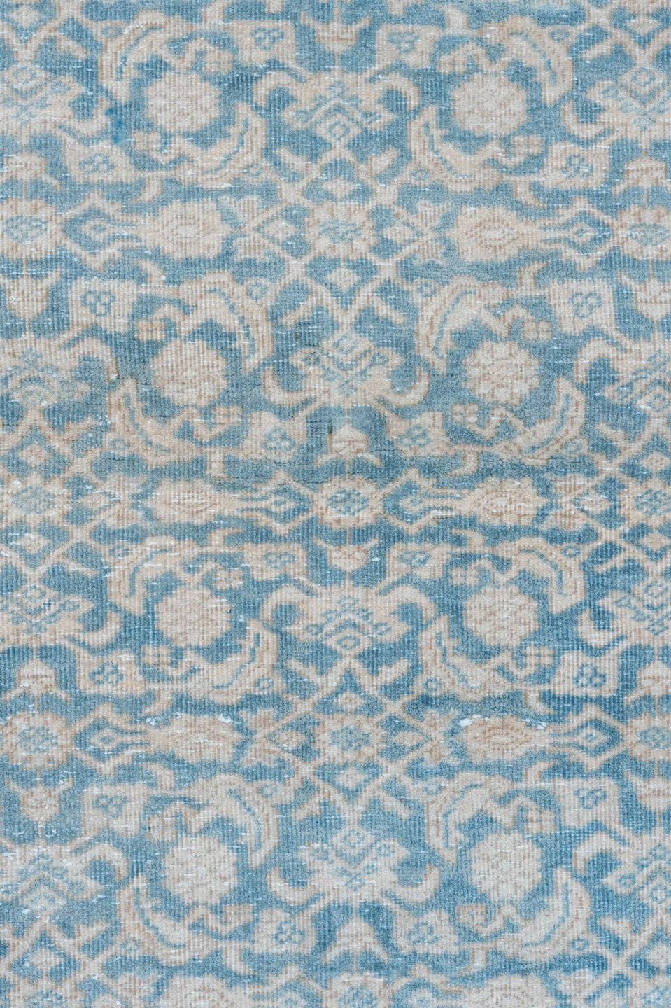 3' x 8' one-of-a-kind handmade vintage Tabriz runner rug. Color palette: sky blue, ivory, beige, taupe, light blue, gray