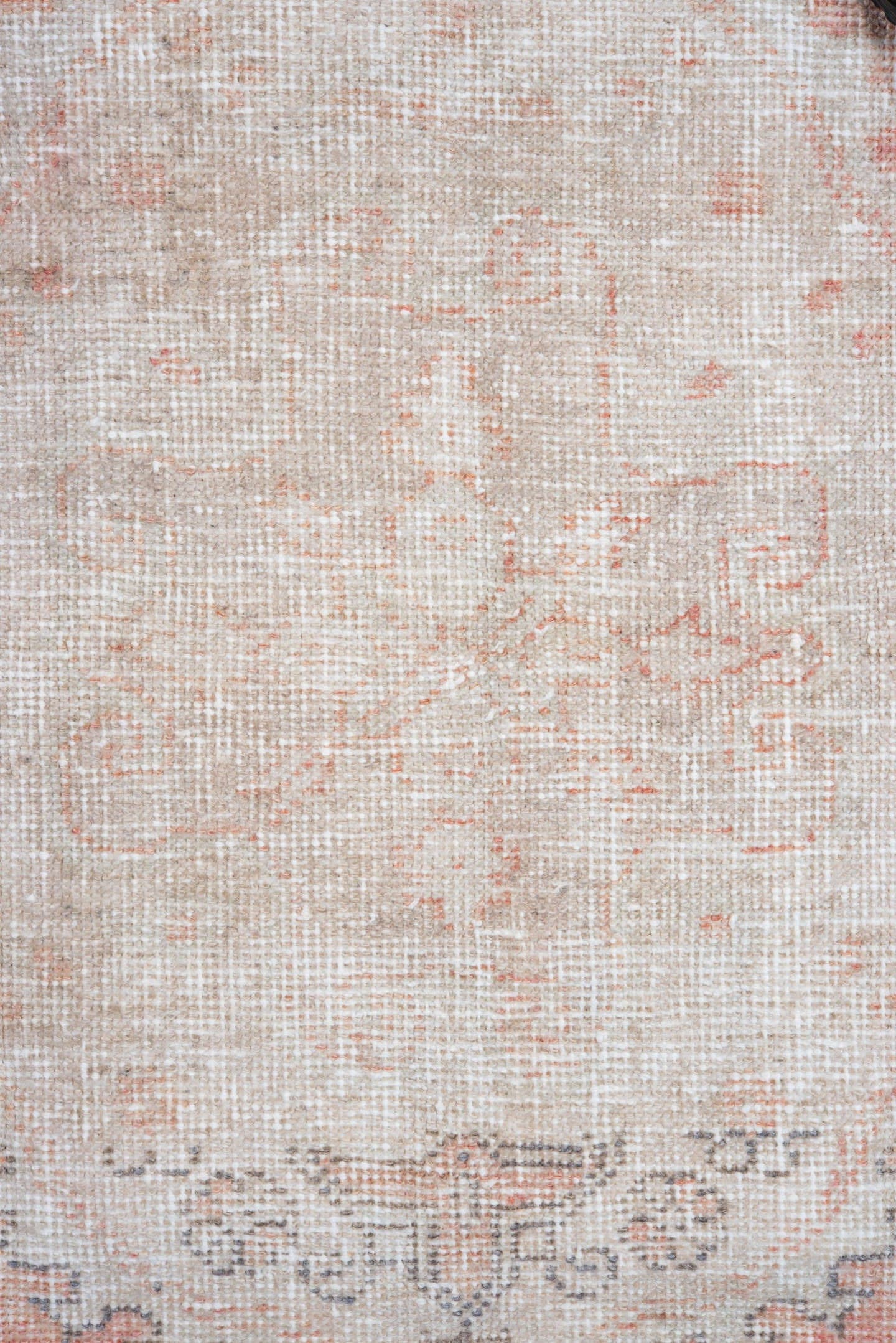 4' x 6' one-of-a-kind handmade vintage Oushak small size rug. Color palette: ivory, blush, taupe, pewter, cream, rose, pink