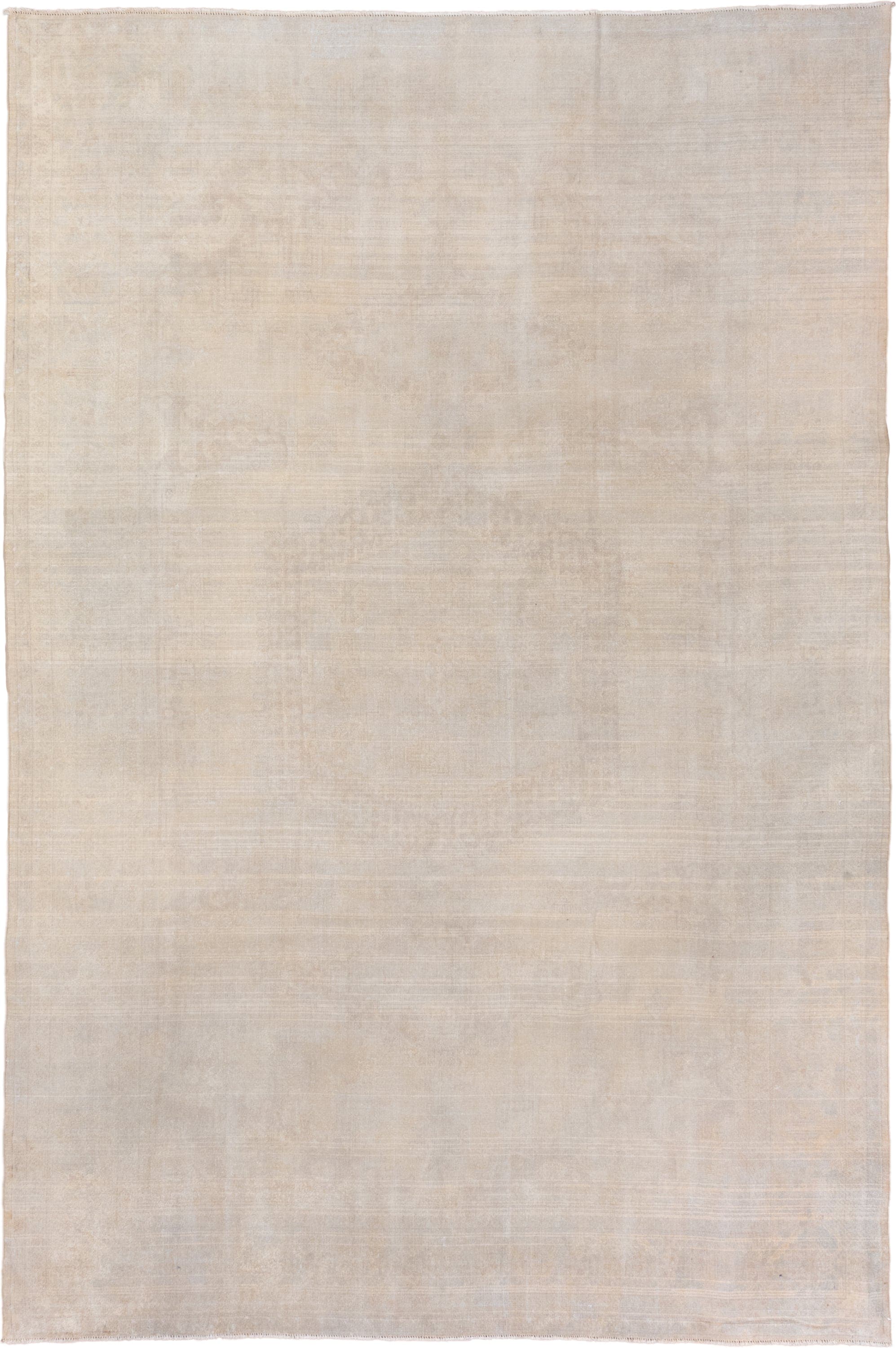 7' x 10' one-of-a-kind handmade vintage Oushak large size rug. Color palette: ivory, cream, beige, taupe, pale gray, gray