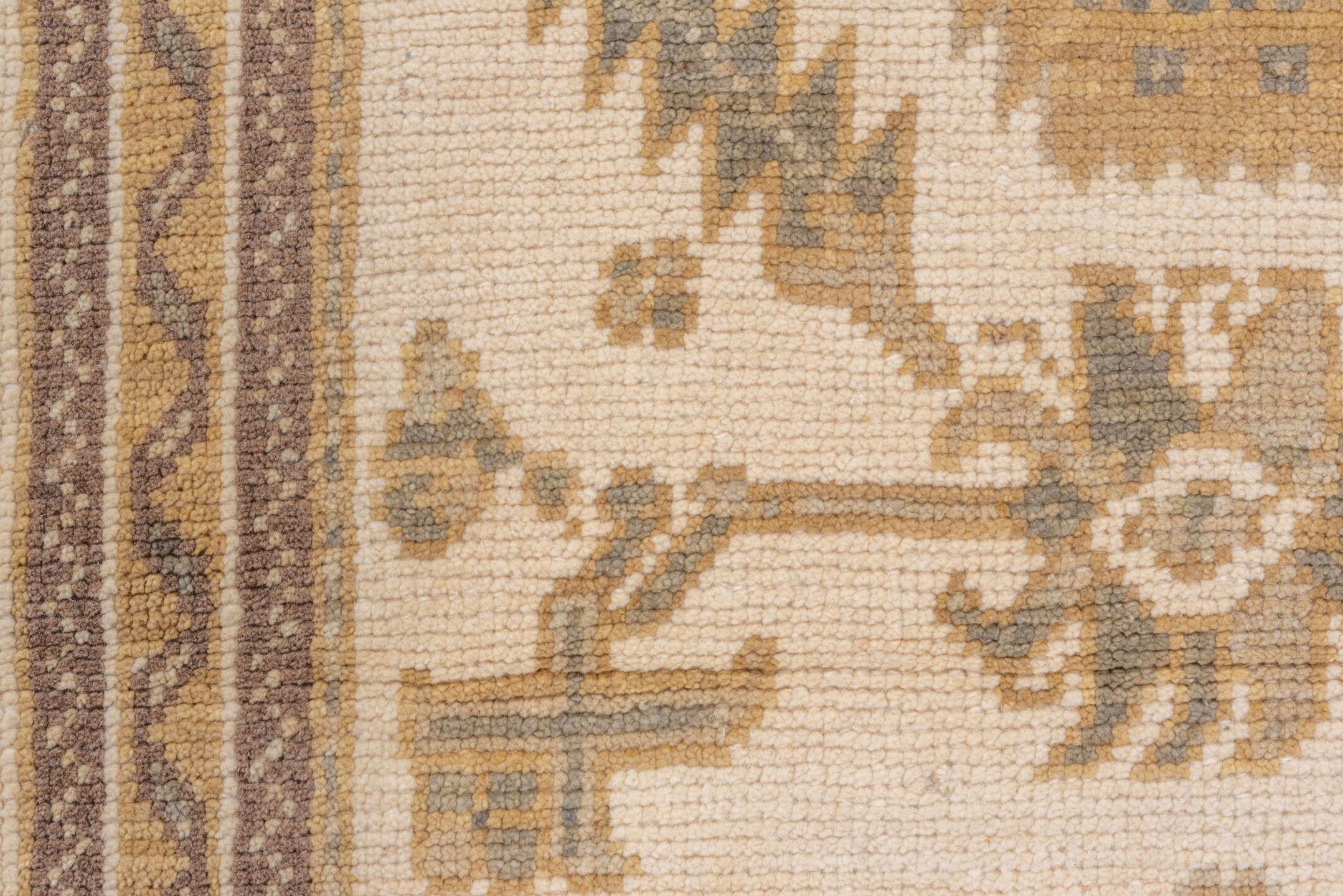 3' x 11' one-of-a-kind handmade vintage Oushak runner rug. Color palette: brown, gray, light gray, off-white, orange, snow